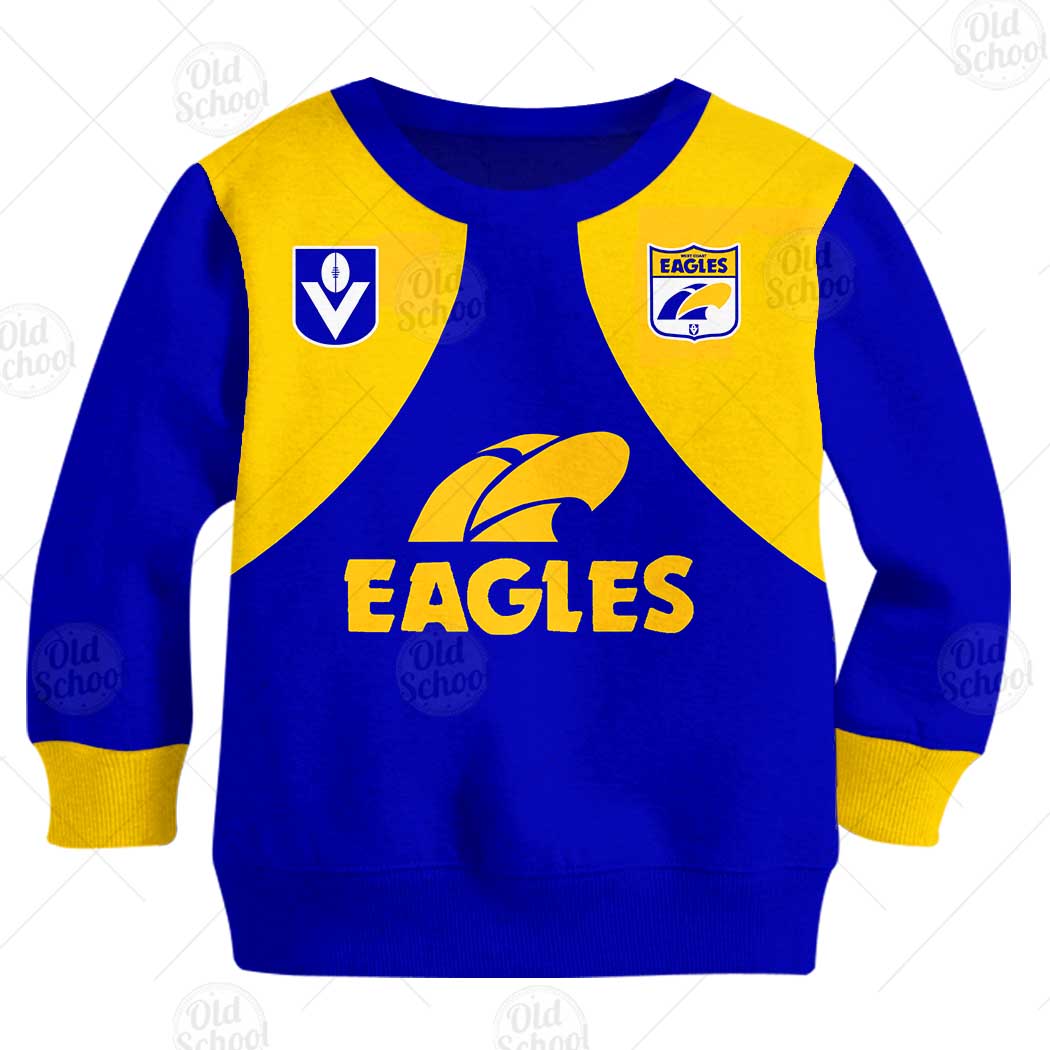 AFL West Coast Eagles Custom Name Number Vintage Retro Guernsey Kids Sweatshirt