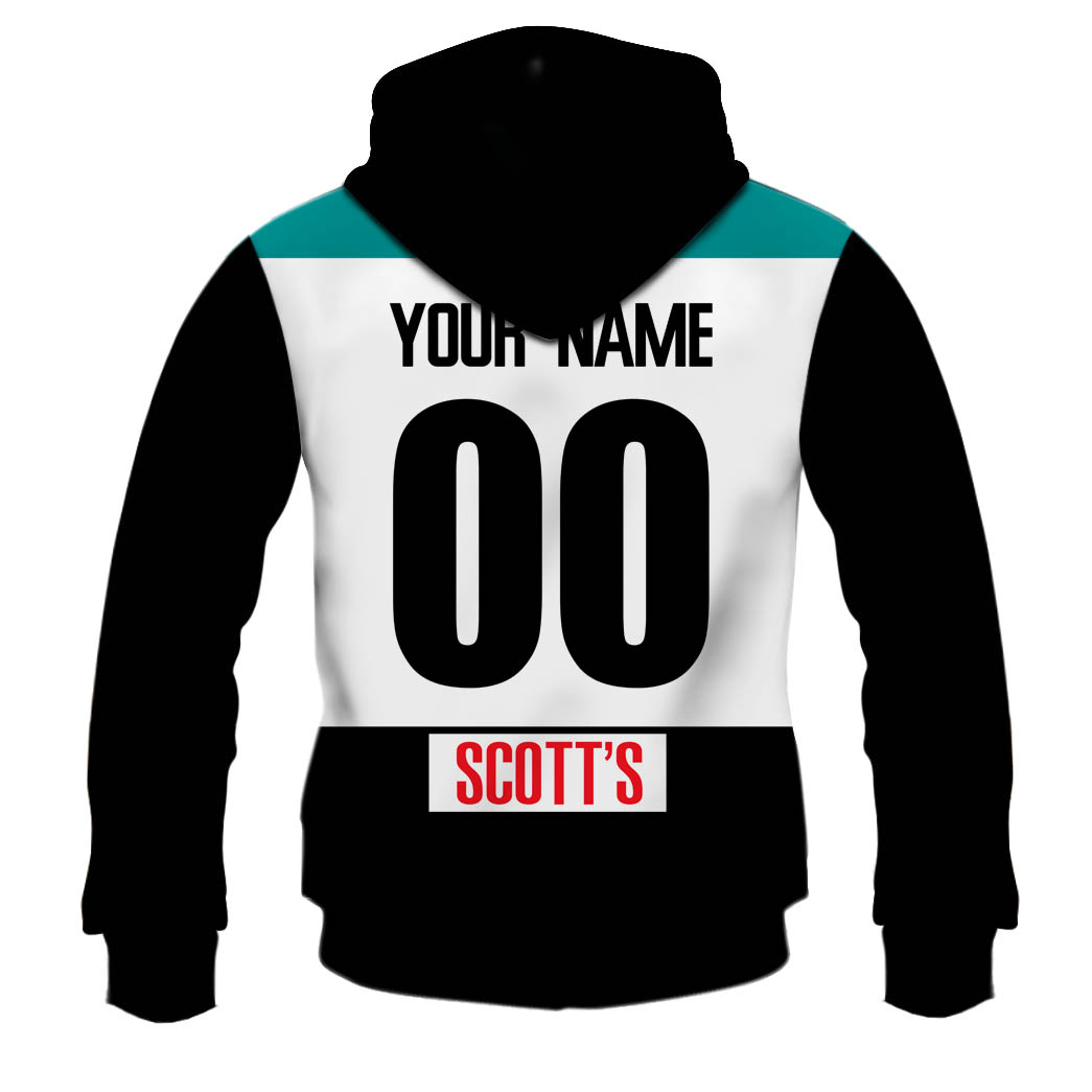AFL Port Adelaide Custom Name Number 1950 Vintage Home Guerney Pullover Hoodie AFL Port Adelaide Custom Name Number 1950 Vintage Home Guerney Pullover Hoodie