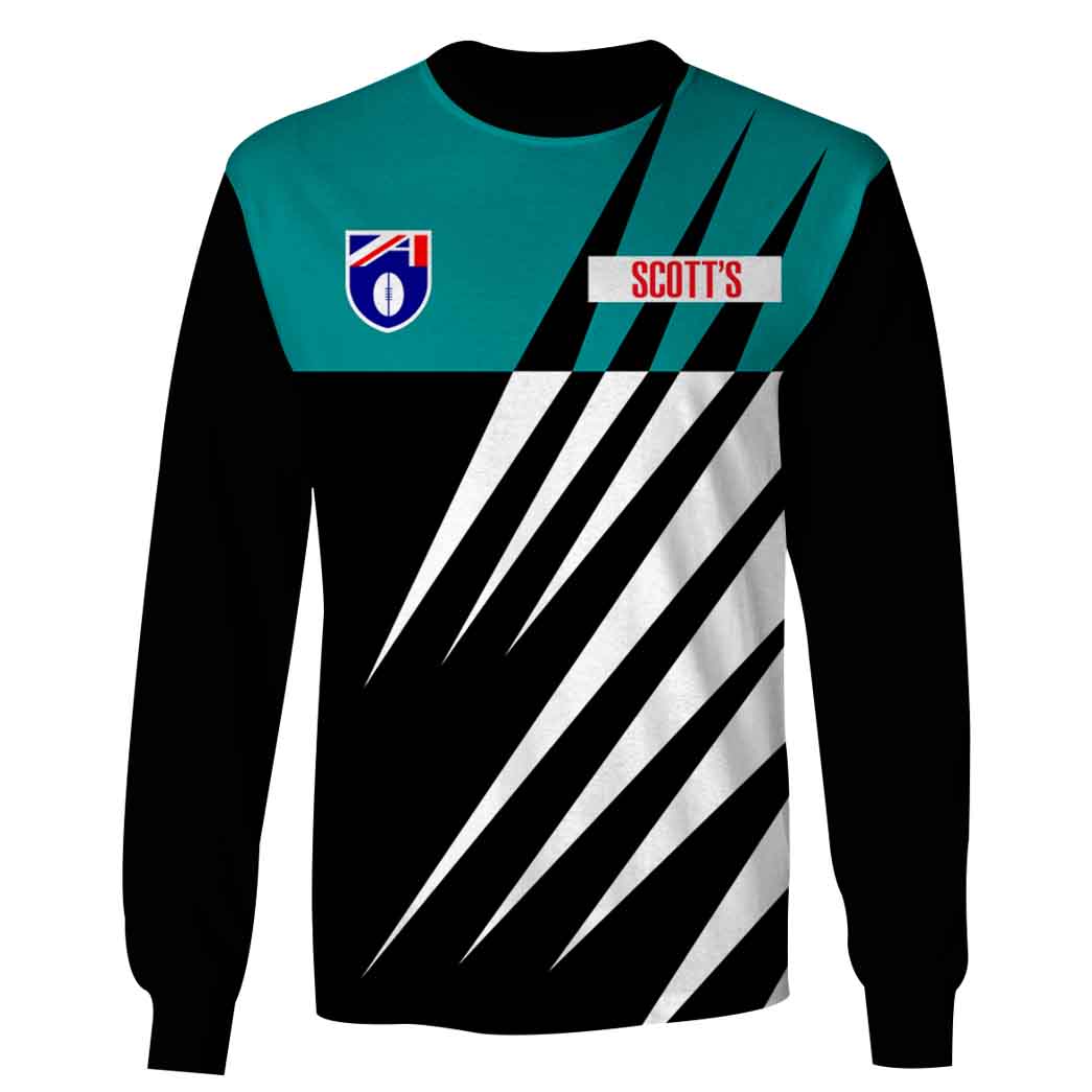 AFL Port Adelaide Custom Name Number 1997 Vintage Home Guernsey Sweatshirt AFL Port Adelaide Custom Name Number 1997 Vintage Home Guernsey Sweatshirt