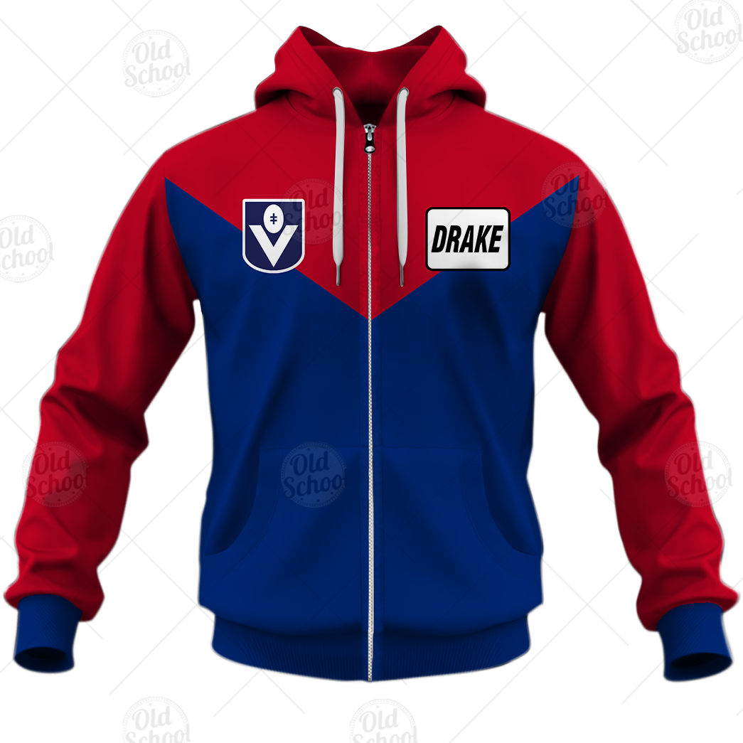 AFL Melbourne Demons Custom Name Number Vintage Heritage 1986 Guernsey Zip Up Hoodie