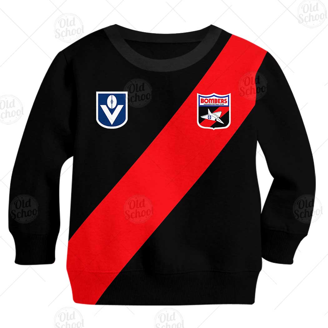 AFL Essendon Bombers Custom Name Number Vintage Retro Kids Sweatshirt