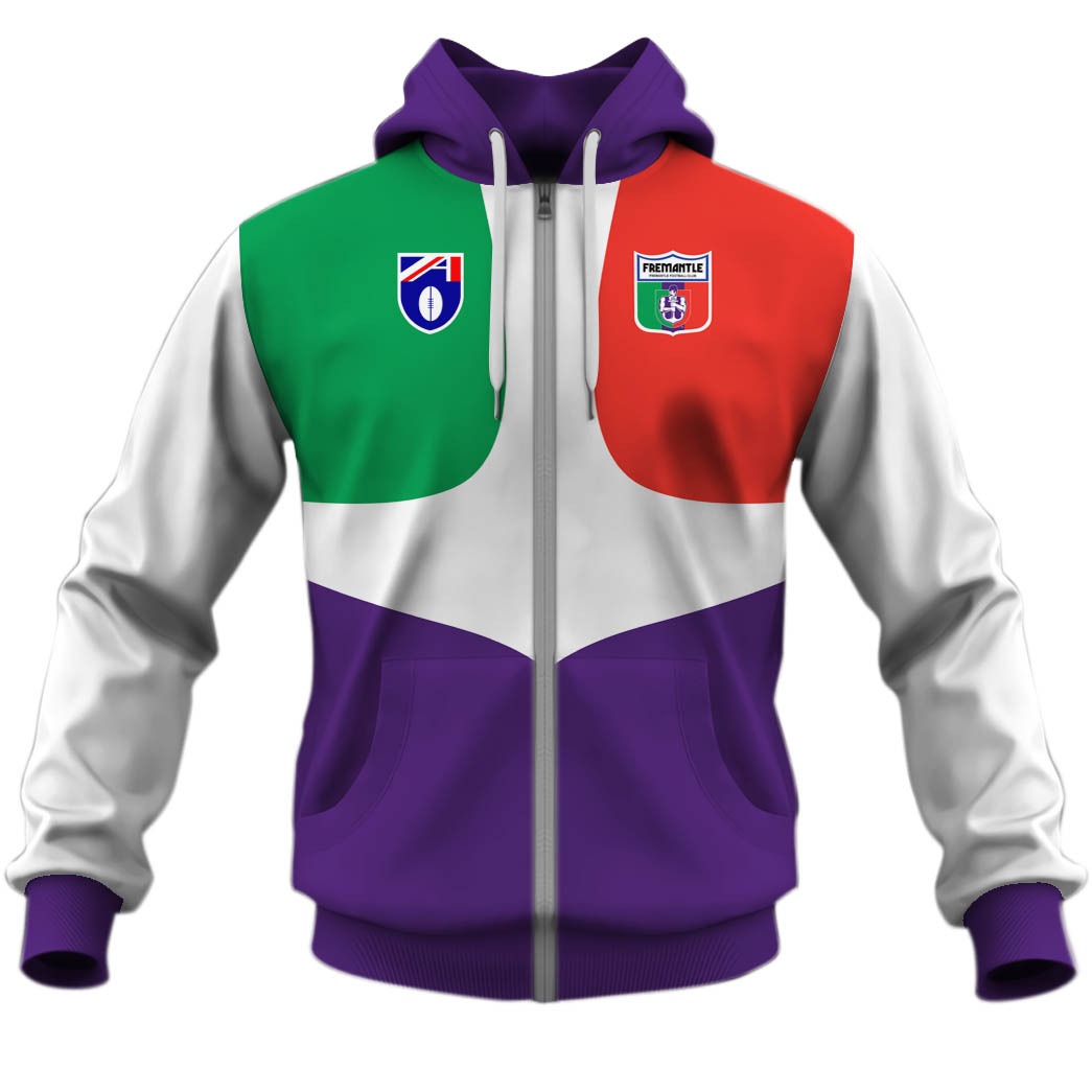 AFL Fremantle Dockers Custom Name Number Vintage Retro Guernsey 90s Zip Up Hoodie AFL Fremantle Dockers Custom Name Number Vintage Retro Guernsey 90s Zip Up Hoodie