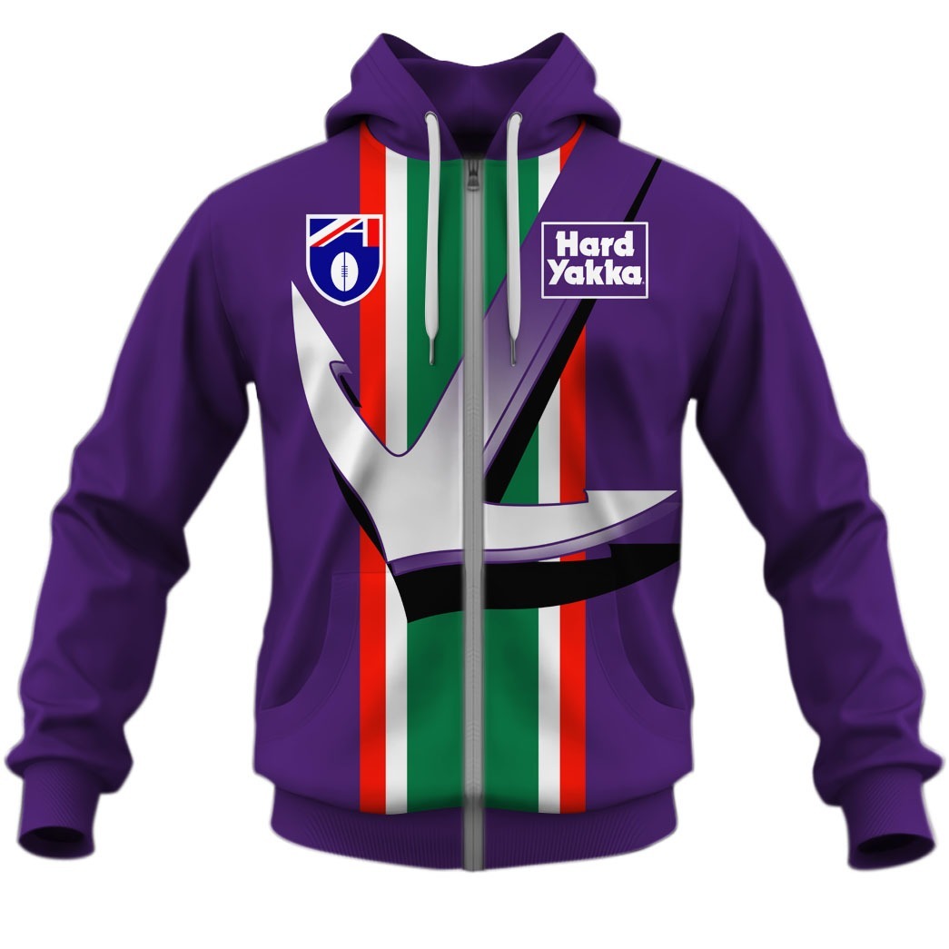 AFL Fremantle Dockers Custom Name Number 1996 Vintage Guernsey Zip Up Hoodie