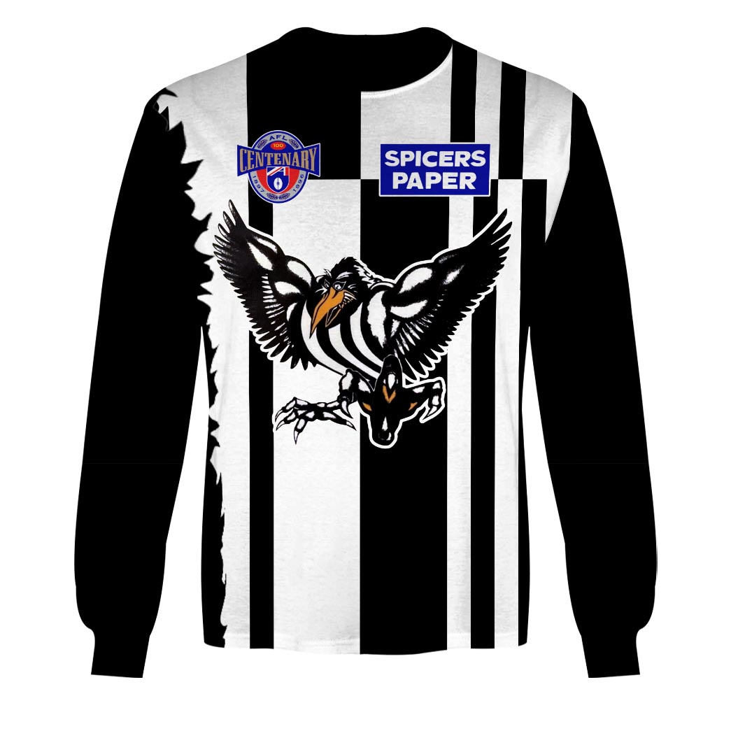 AFL Collingwood Magpies Custom Name Number Vintage Centenary 1996 Guernsey Sweatshirt