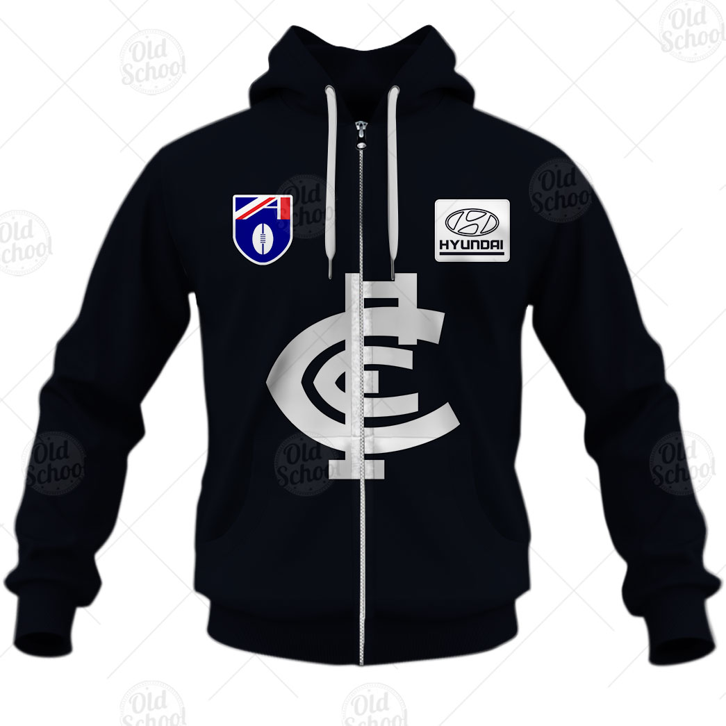 AFL Carlton Blues Custom Name Number Vintage Heritage 1995 Guernsey Zip Up Hoodie
