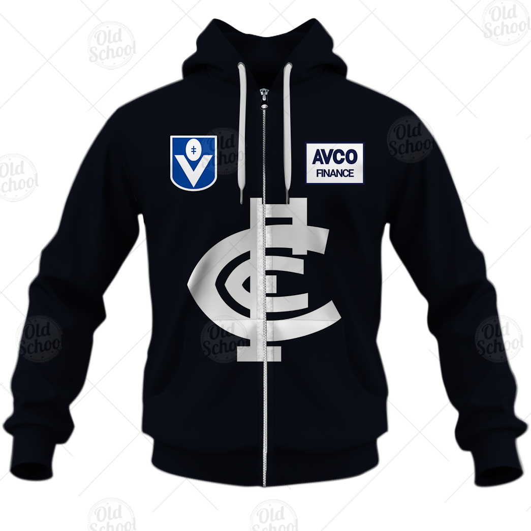 AFL Carlton Blues Custom Name Number Vintage Heritage 1987 Guernsey Zip Up Hoodie