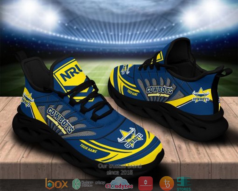 NRL North Queensland Cowboys Custom Name Blue Max Soul Shoes NRL North Queensland Cowboys Custom Name Blue Max Soul Shoes