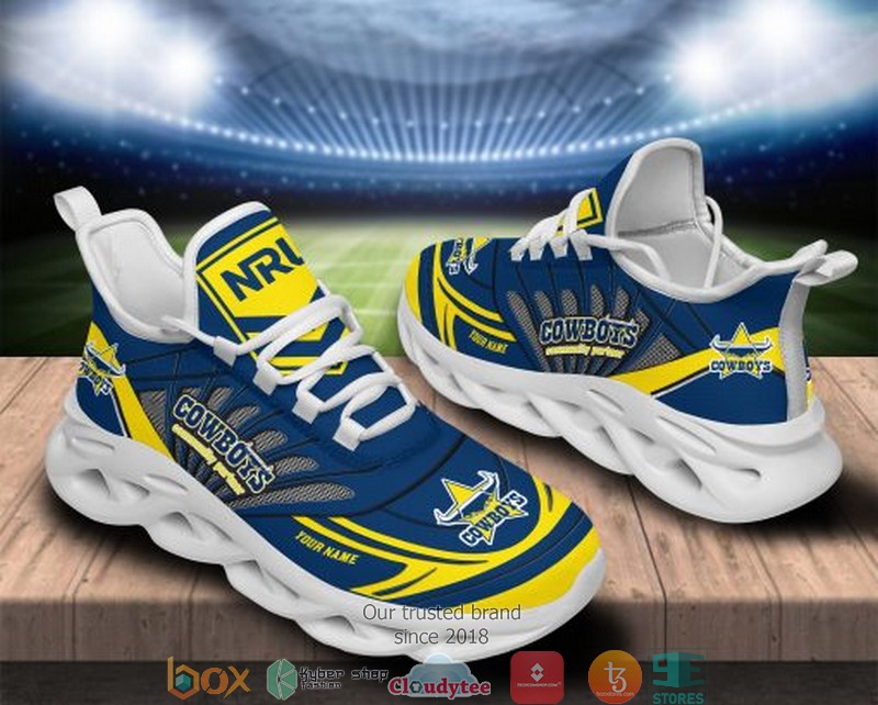 NRL North Queensland Cowboys Custom Name Blue Max Soul Shoes NRL North Queensland Cowboys Custom Name Blue Max Soul Shoes