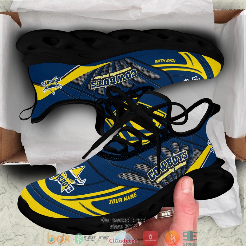 NRL North Queensland Cowboys Custom Name Blue Max Soul Shoes NRL North Queensland Cowboys Custom Name Blue Max Soul Shoes