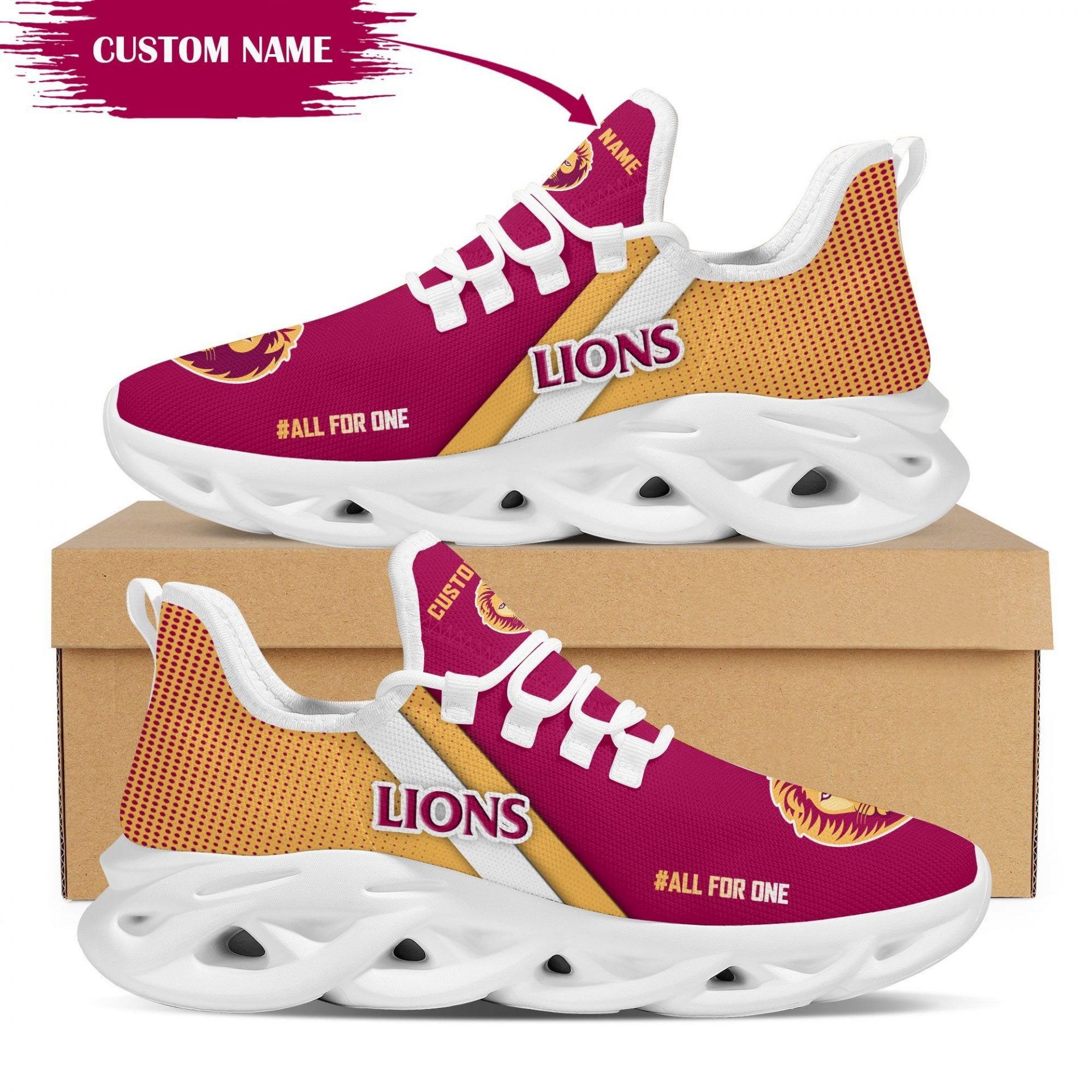 AFL Brisbane Lions Custom Name Max Soul Shoes AFL Brisbane Lions Custom Name Max Soul Shoes