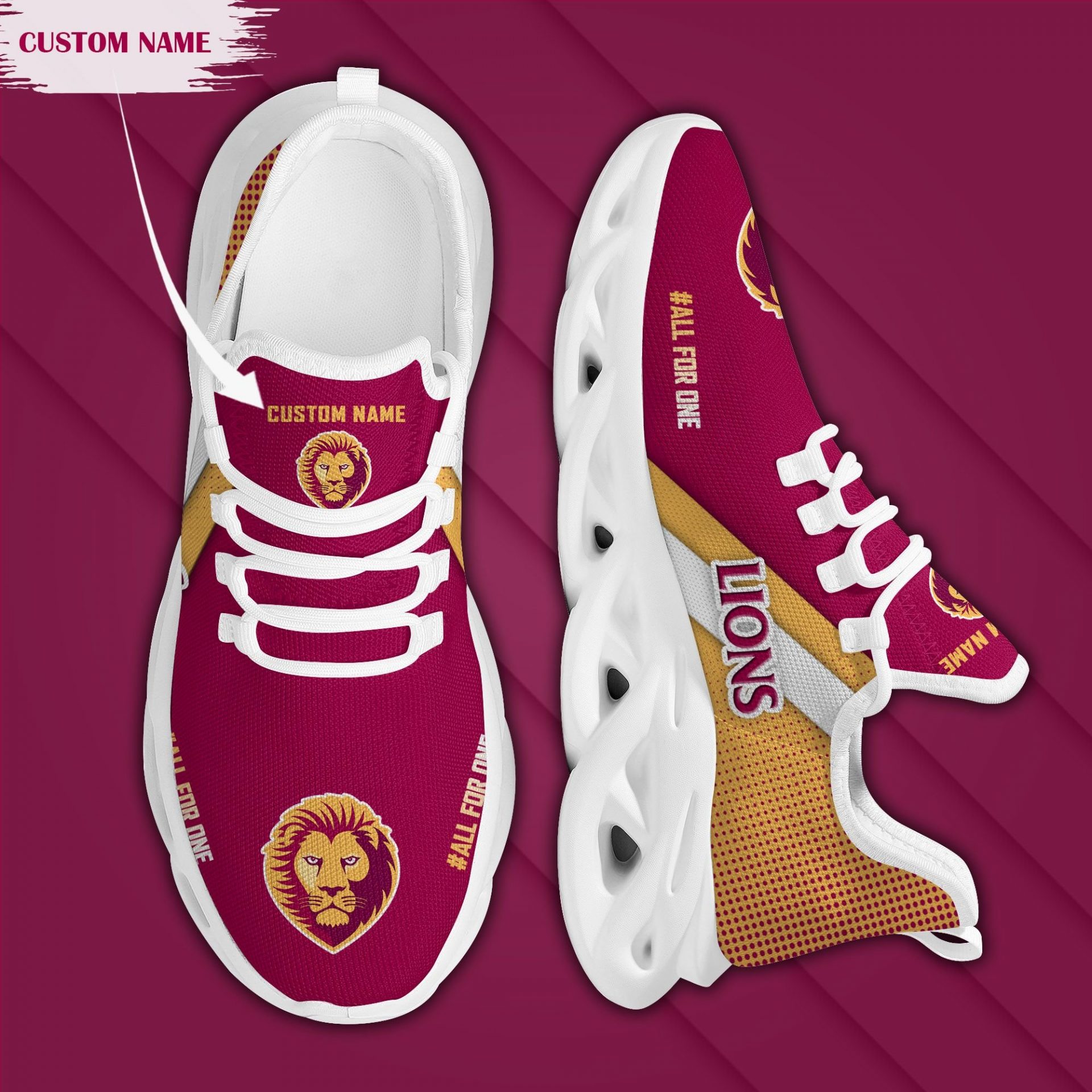 AFL Brisbane Lions Custom Name Max Soul Shoes AFL Brisbane Lions Custom Name Max Soul Shoes