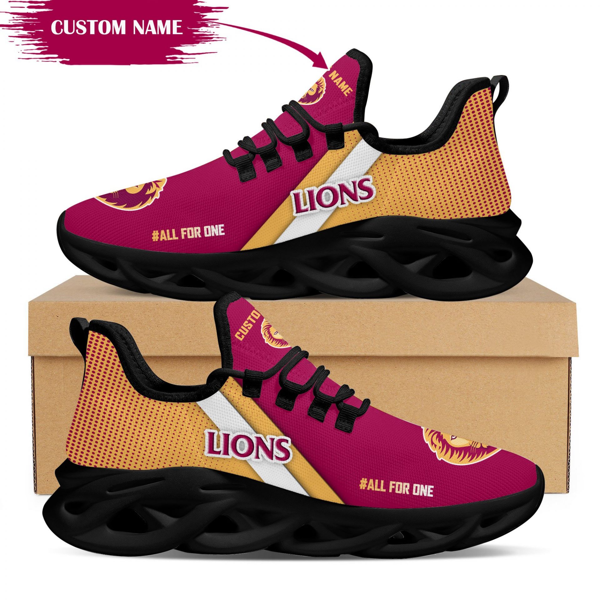 AFL Brisbane Lions Custom Name Max Soul Shoes AFL Brisbane Lions Custom Name Max Soul Shoes
