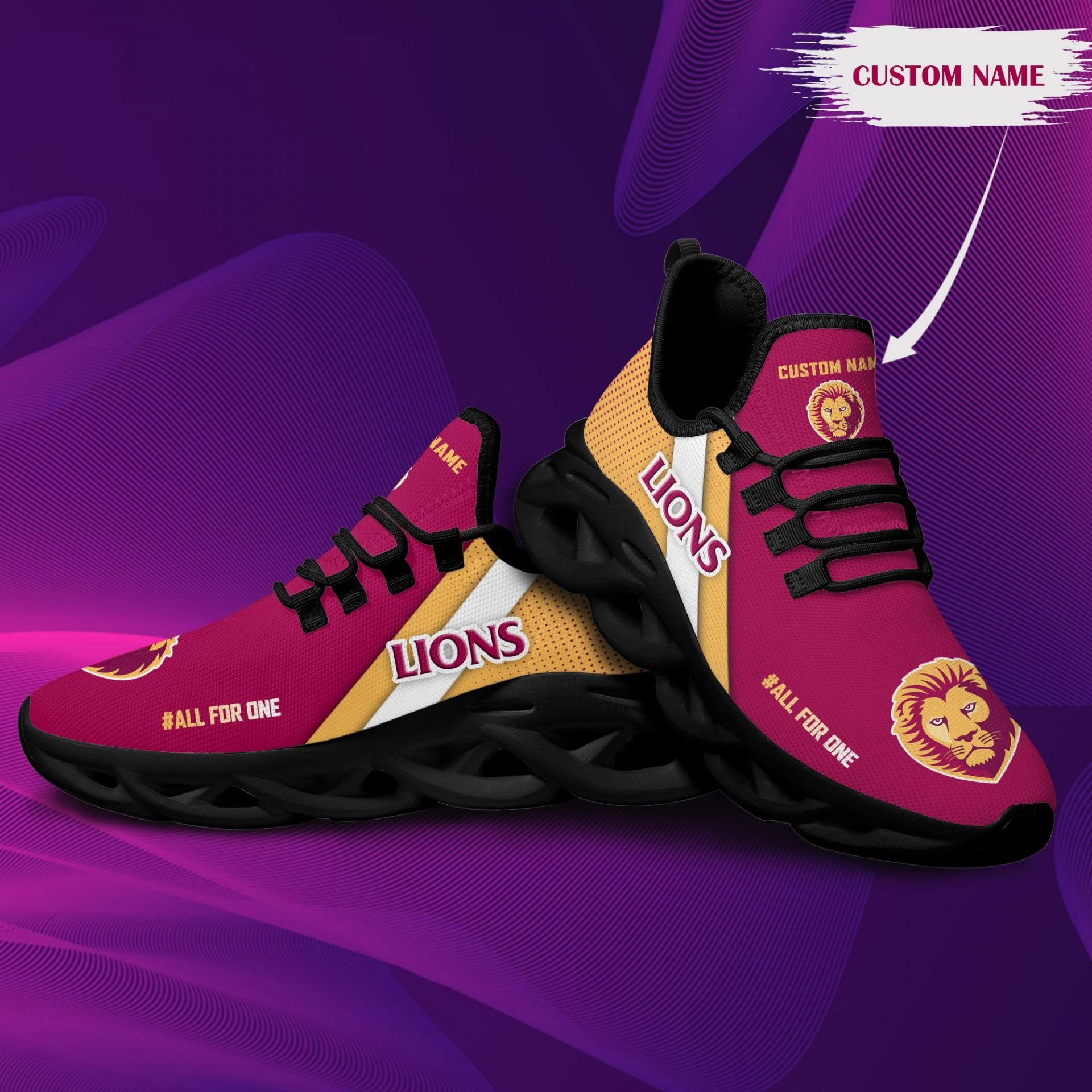 AFL Brisbane Lions Custom Name Max Soul Shoes AFL Brisbane Lions Custom Name Max Soul Shoes