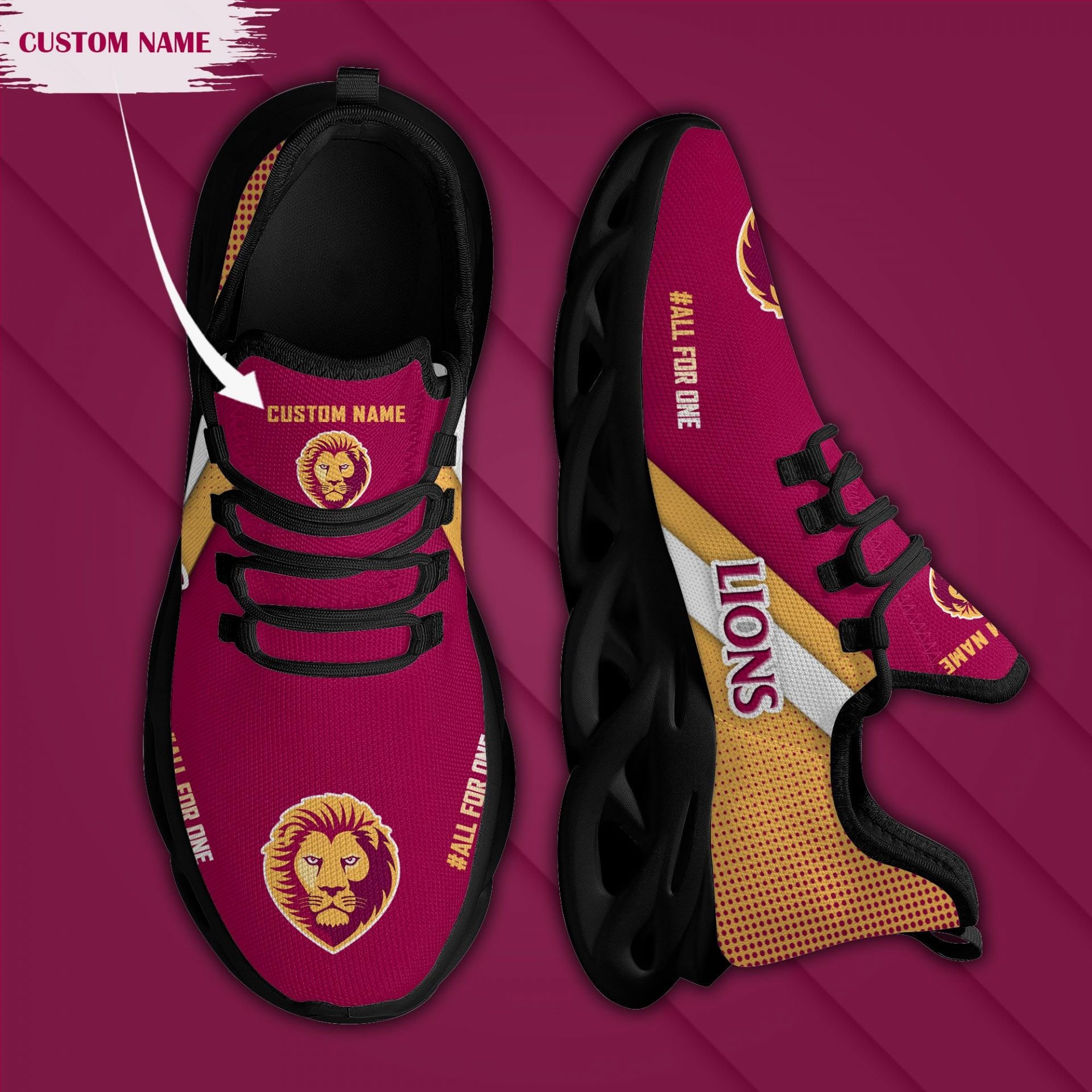 AFL Brisbane Lions Custom Name Max Soul Shoes AFL Brisbane Lions Custom Name Max Soul Shoes