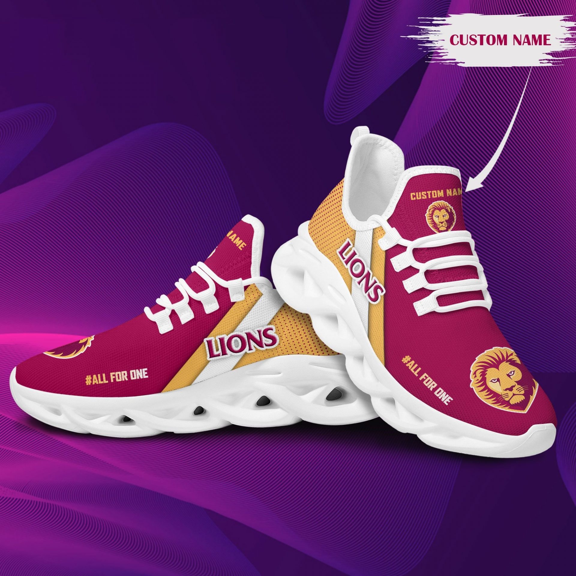AFL Brisbane Lions Custom Name Max Soul Shoes AFL Brisbane Lions Custom Name Max Soul Shoes