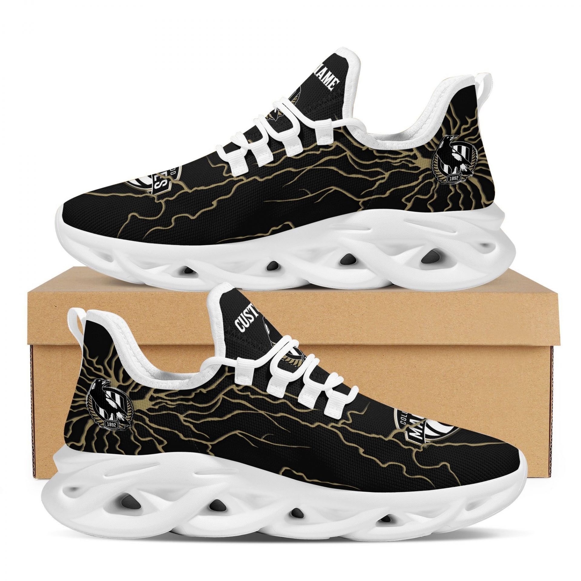 AFL Collingwood Magpies Custom Name Stylish Graffiti Max Soul Shoes AFL Collingwood Magpies Custom Name Stylish Graffiti Max Soul Shoes