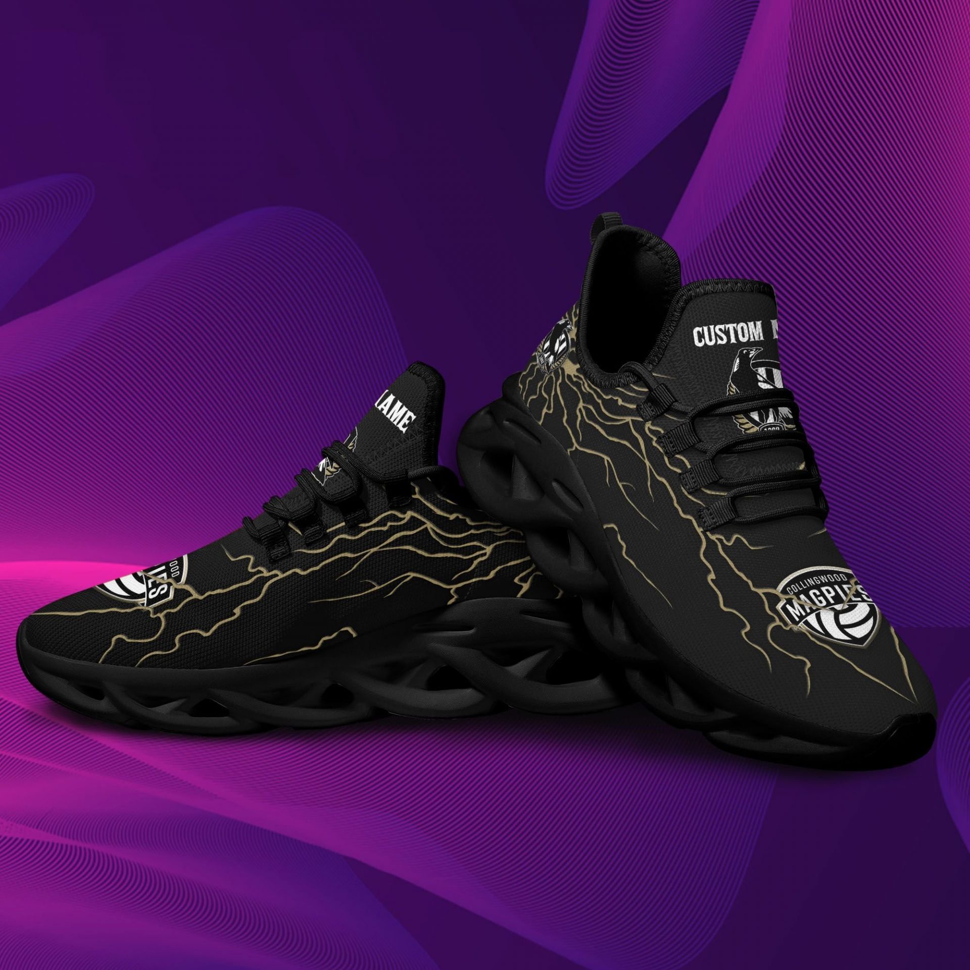 AFL Collingwood Magpies Custom Name Stylish Graffiti Max Soul Shoes AFL Collingwood Magpies Custom Name Stylish Graffiti Max Soul Shoes