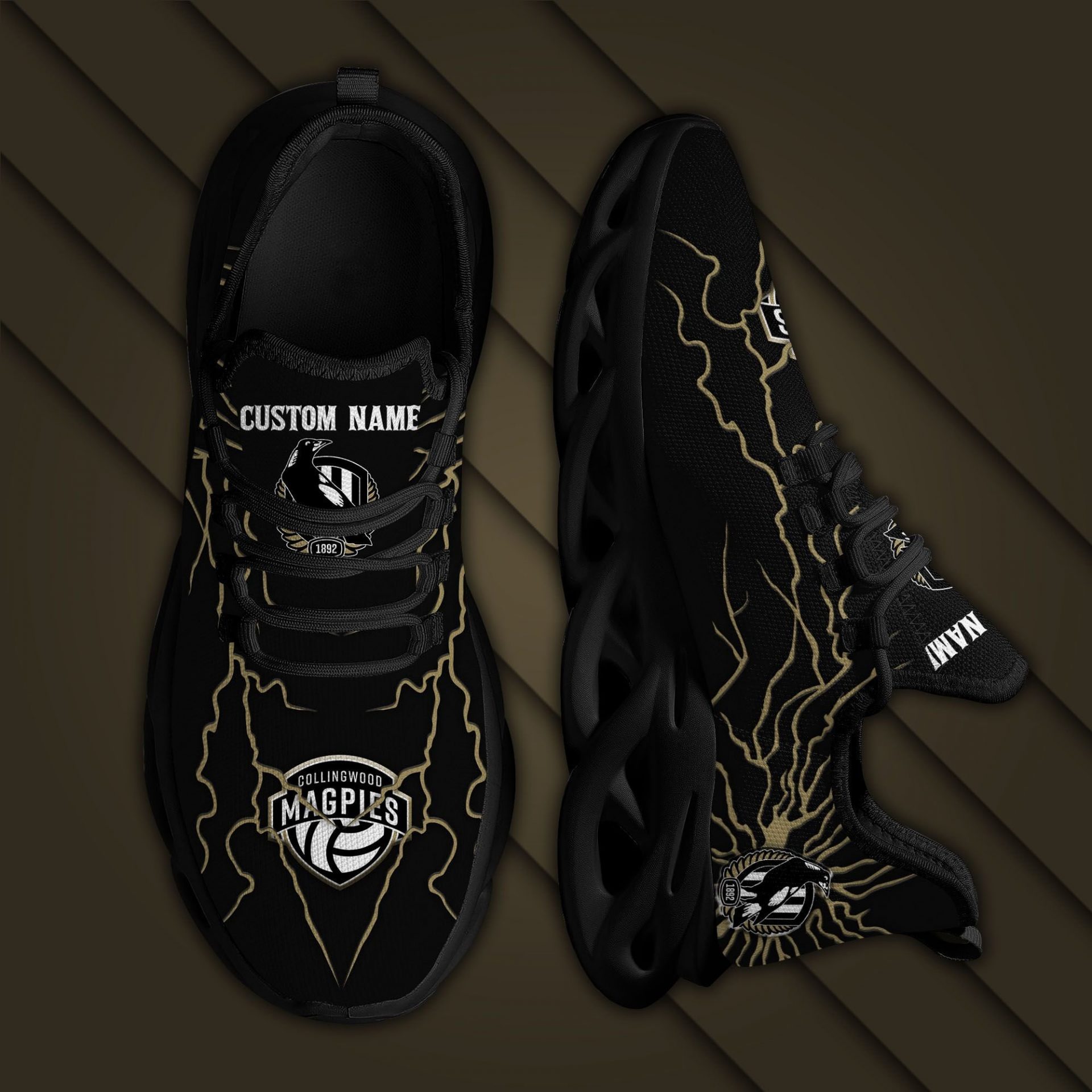 AFL Collingwood Magpies Custom Name Stylish Graffiti Max Soul Shoes AFL Collingwood Magpies Custom Name Stylish Graffiti Max Soul Shoes