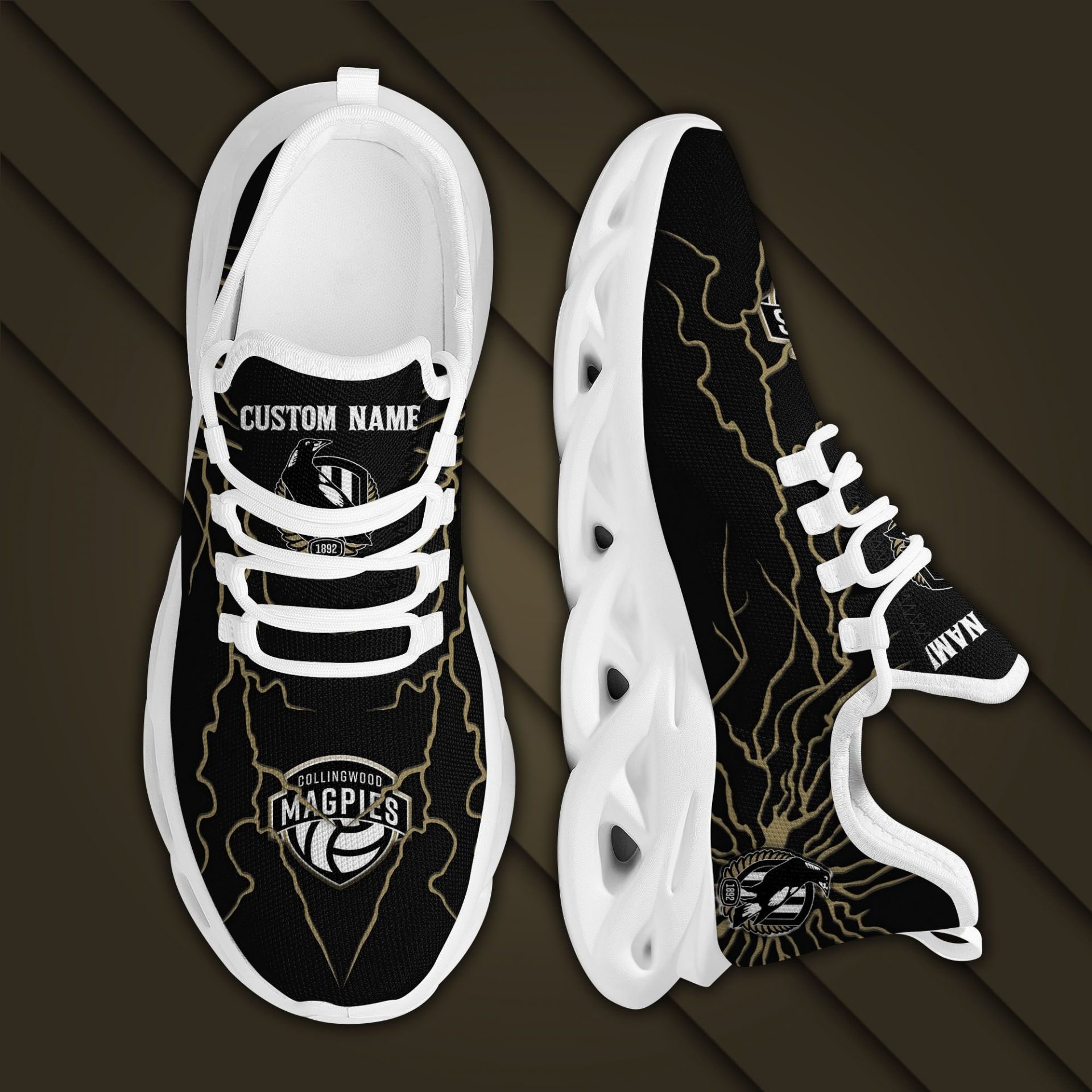 AFL Collingwood Magpies Custom Name Stylish Graffiti Max Soul Shoes AFL Collingwood Magpies Custom Name Stylish Graffiti Max Soul Shoes