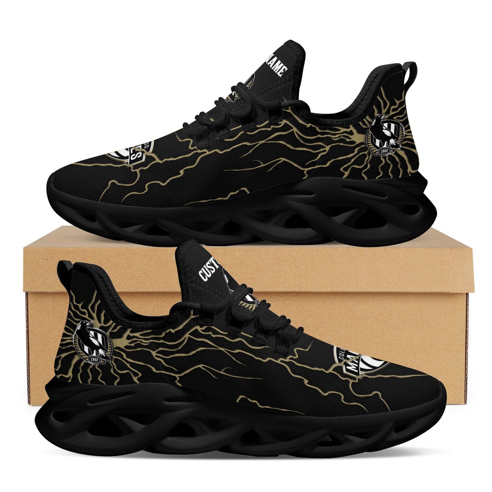 AFL Collingwood Magpies Custom Name Stylish Graffiti Max Soul Shoes AFL Collingwood Magpies Custom Name Stylish Graffiti Max Soul Shoes