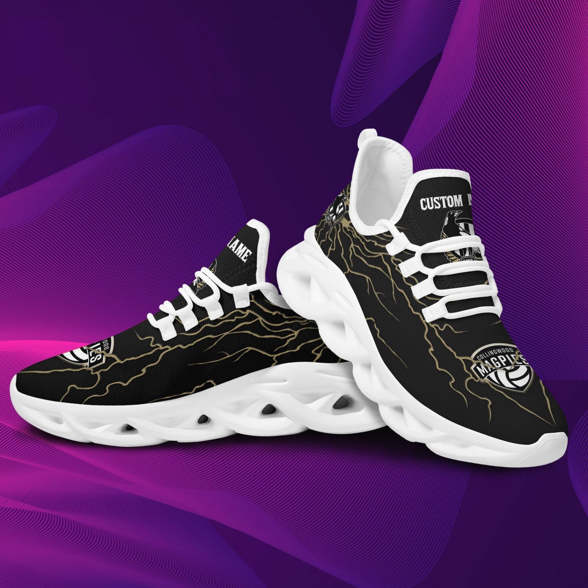 AFL Collingwood Magpies Custom Name Stylish Graffiti Max Soul Shoes AFL Collingwood Magpies Custom Name Stylish Graffiti Max Soul Shoes
