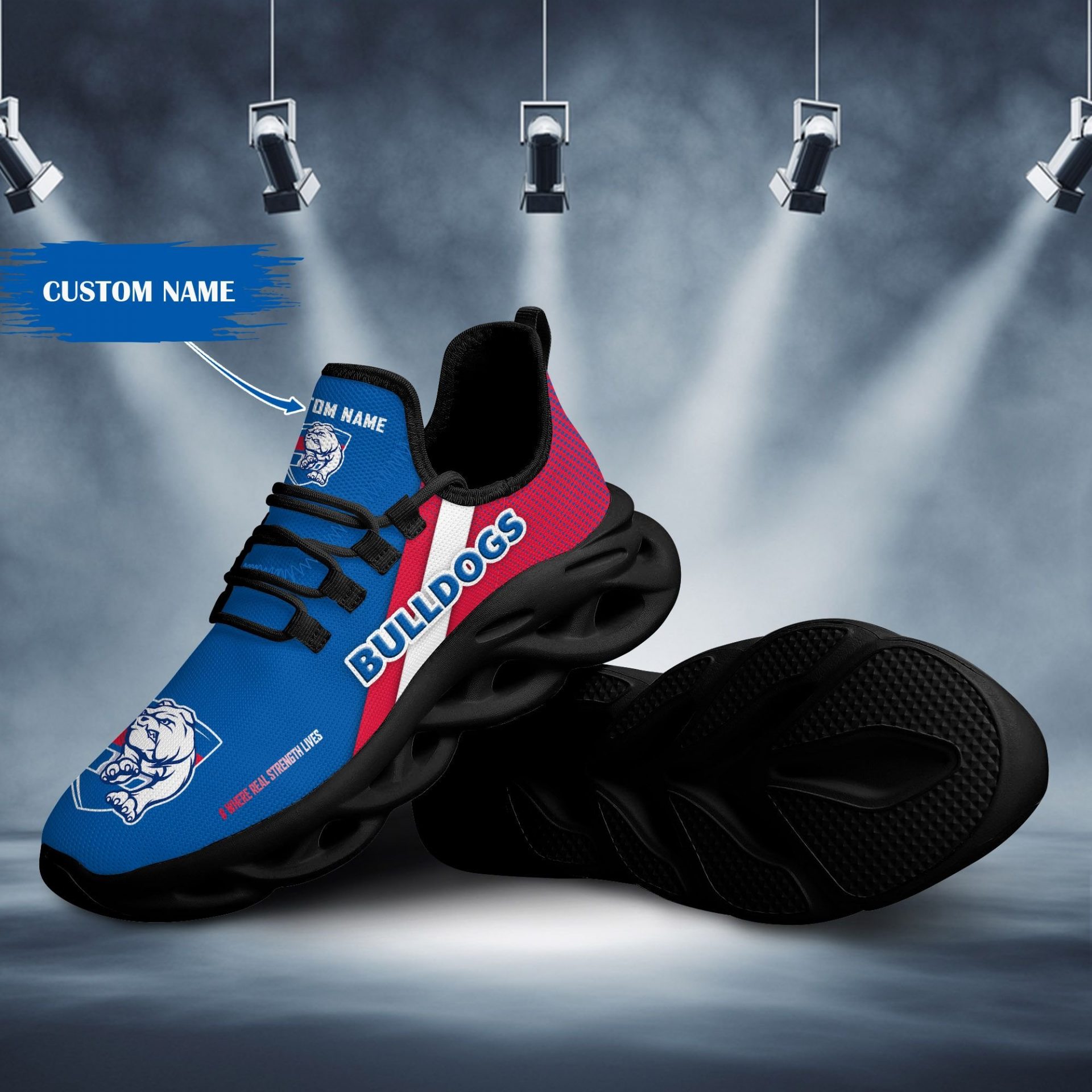 AFL Western Bulldogs Custom Name Blue Max Soul Shoes