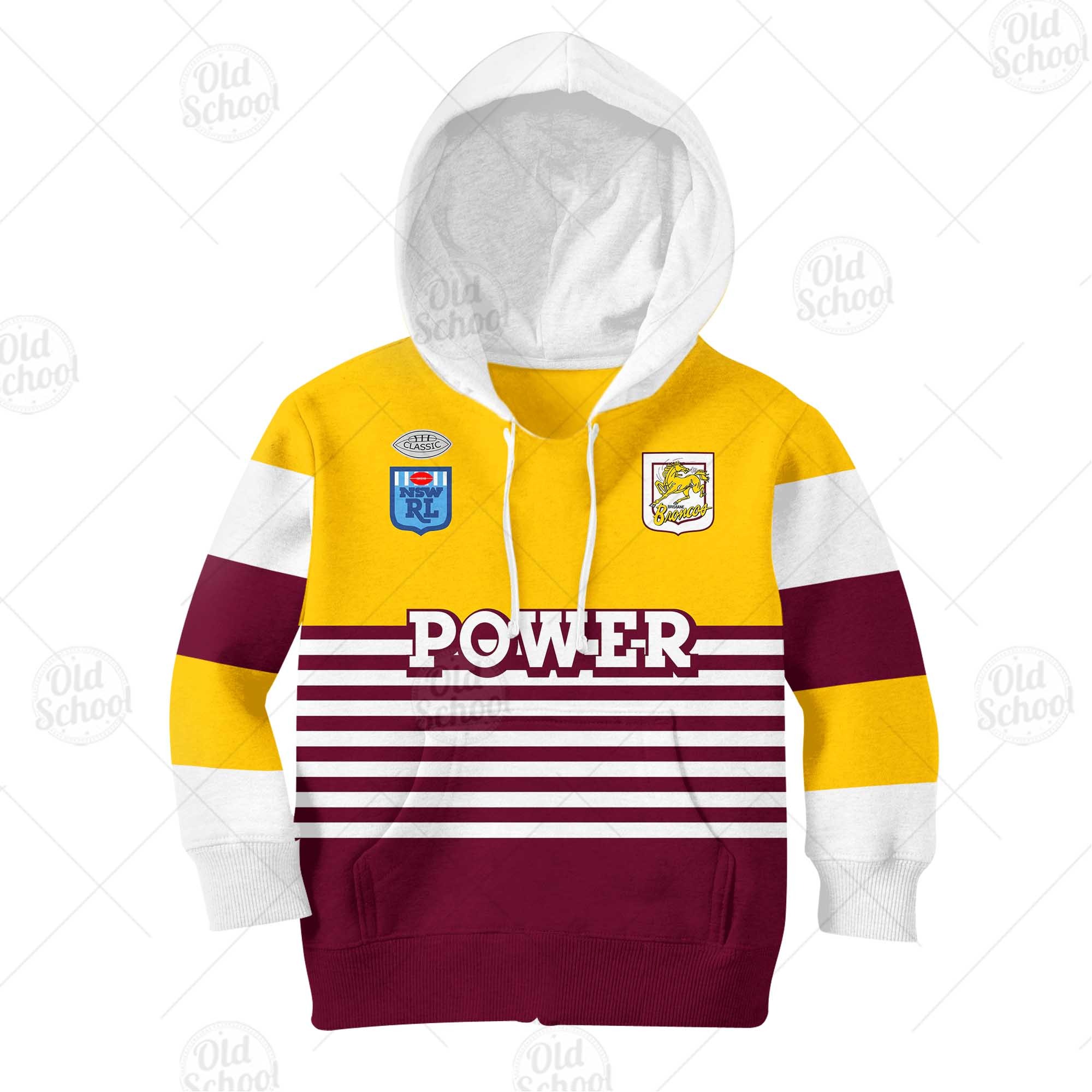 NRL Brisbane Broncos Custom Name Number 1988 NRL Vintage Retro Heritage Kids Pullover Hoodie NRL Brisbane Broncos Custom Name Number 1988 NRL Vintage Retro Heritage Kids Pullover Hoodie