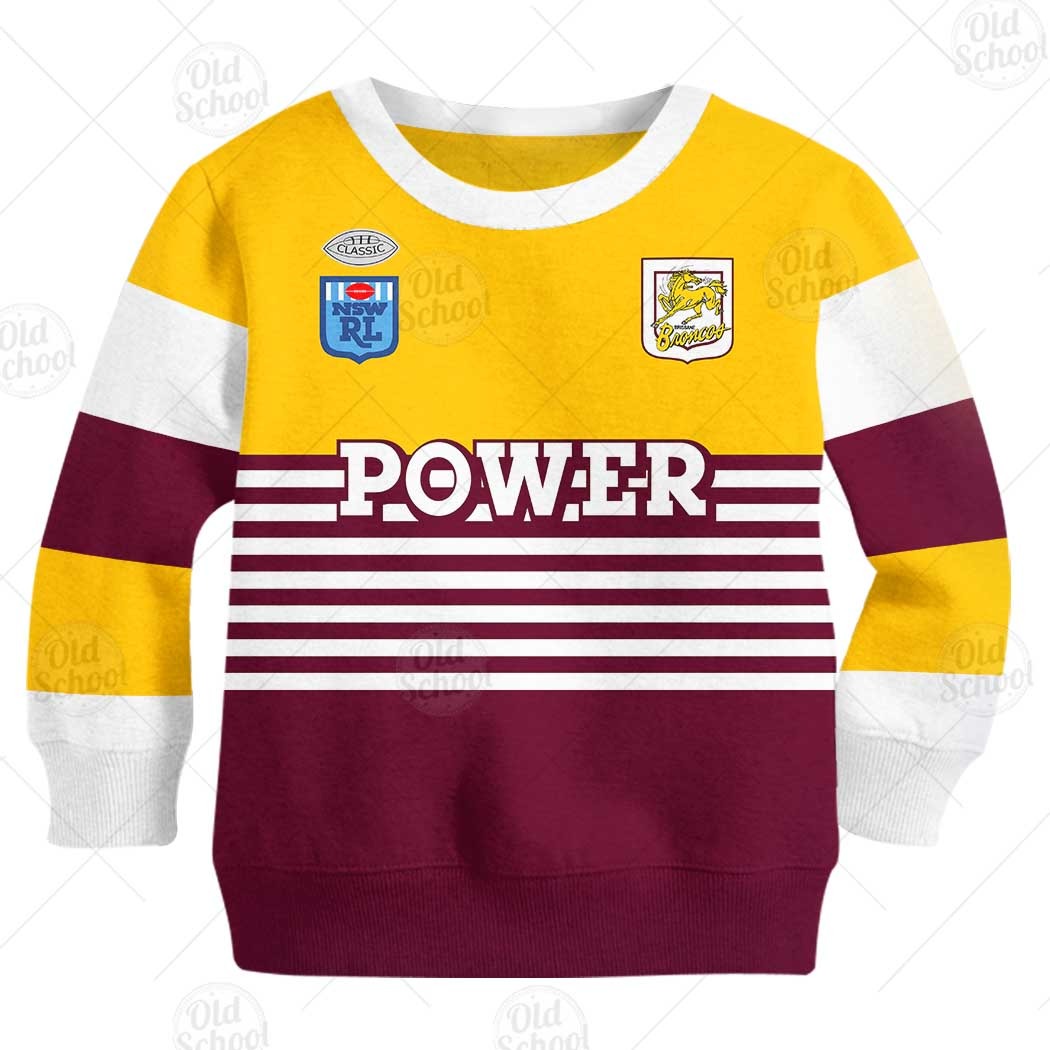 NRL Brisbane Broncos Custom Name Number 1988 NRL Vintage Retro Heritage Kids Sweatshirt NRL Brisbane Broncos Custom Name Number 1988 NRL Vintage Retro Heritage Kids Sweatshirt