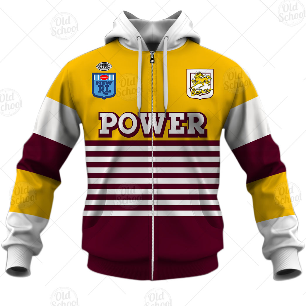 NRL Brisbane Broncos Custom Name Number 1988 Vintage Retro Jersey Zip Up Hoodie