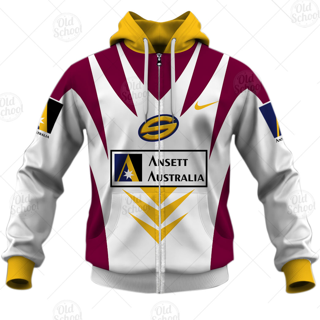 NRL Brisbane Broncos Custom Name Number 1997 Vintage Retro Jersey Zip Up Hoodie
