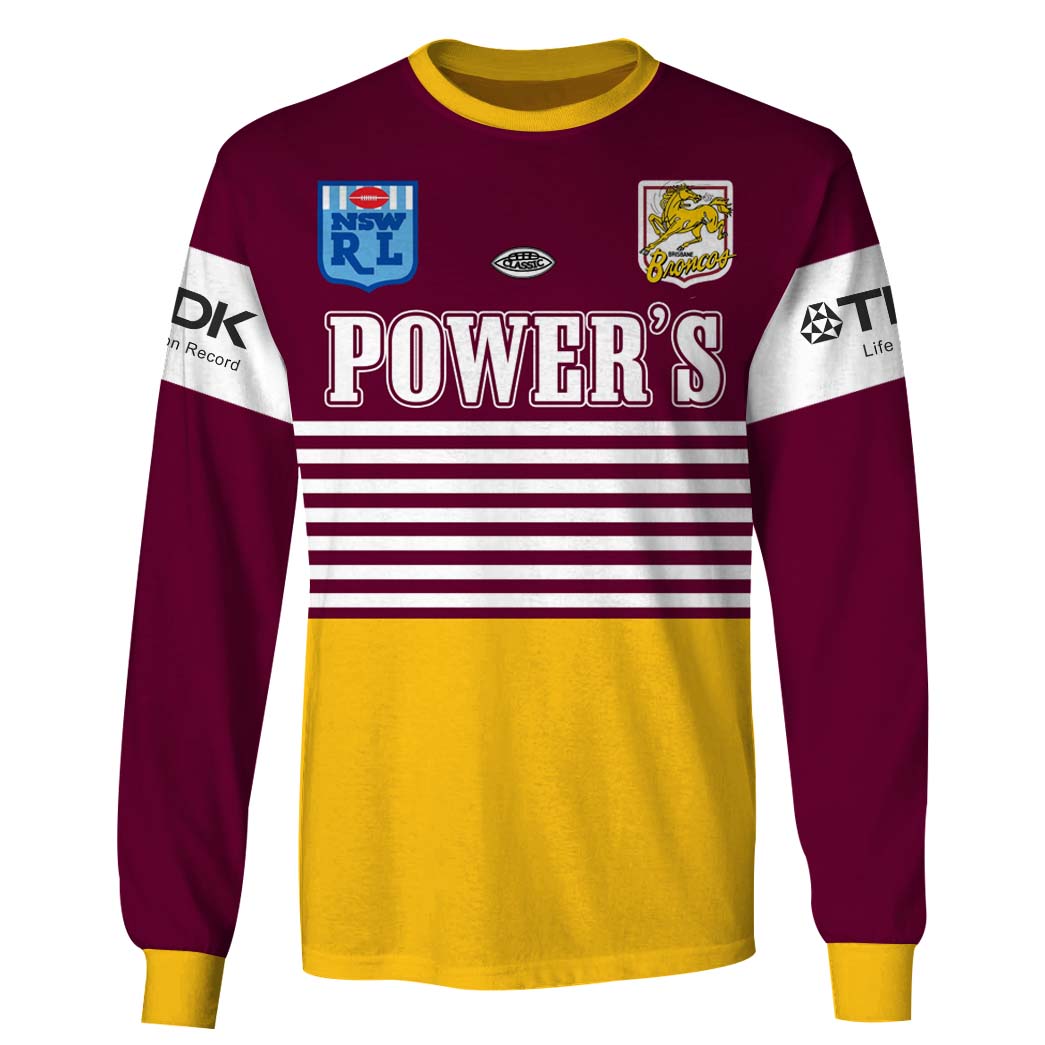 NRL Brisbane Broncos Custom Name Number 1992 Retro Jersey Sweatshirt