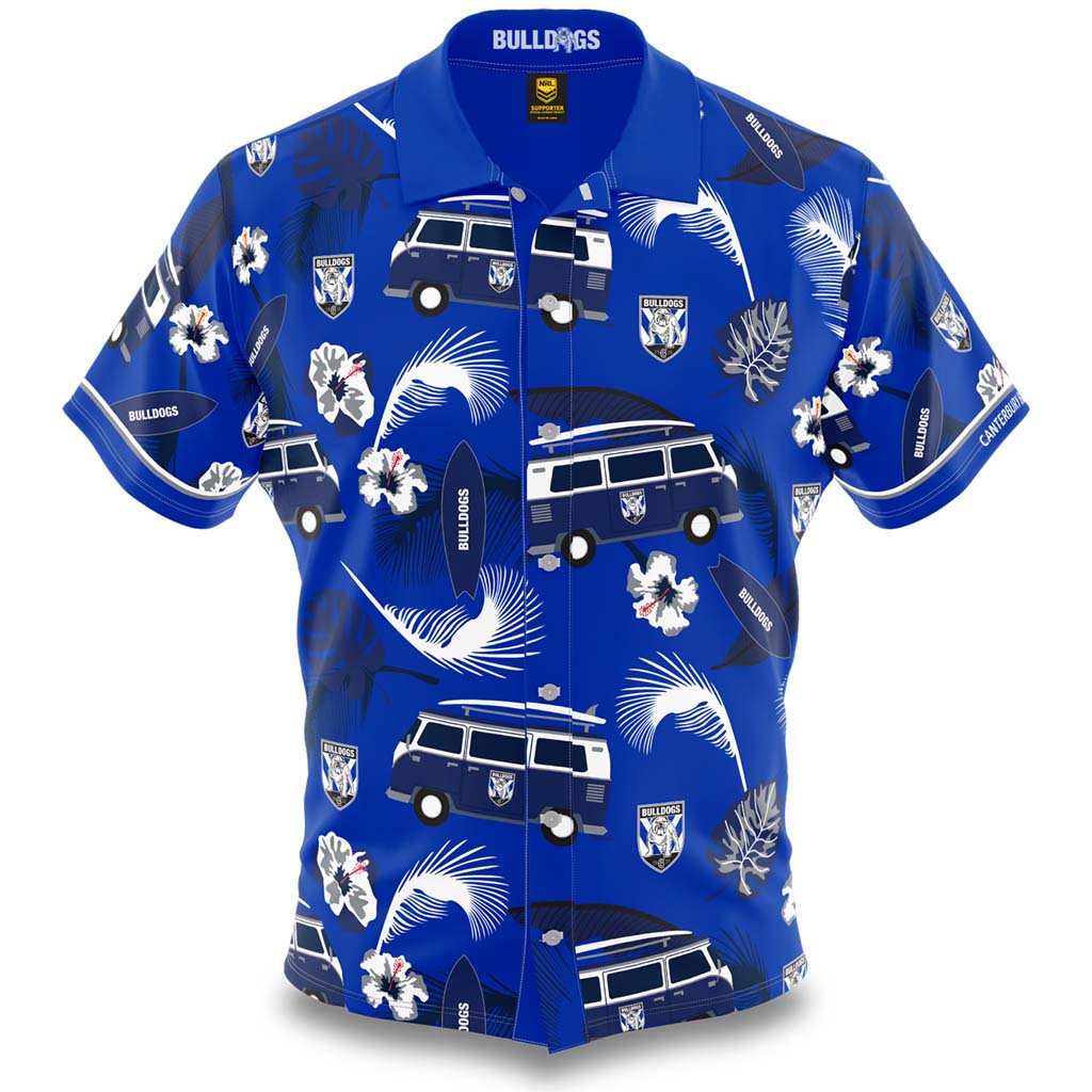 NRL Canterbury-Bankstown Bulldogs Surfboard Hawaiian Shirt NRL Canterbury-Bankstown Bulldogs Surfboard Hawaiian Shirt