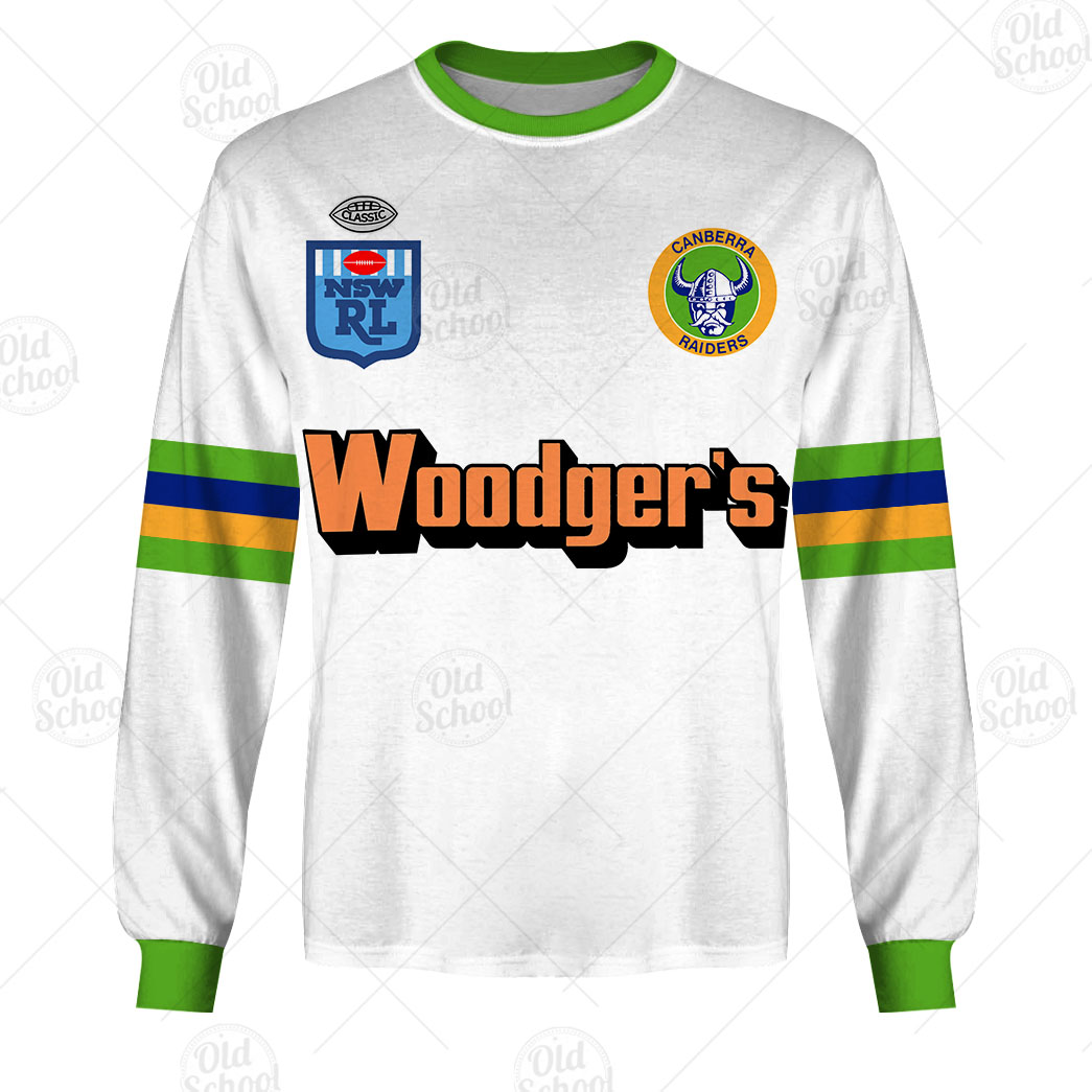 NRL Canberra Raiders Custom Name Number 1989 Away Vintage Retro Jersey Sweatshirt NRL Canberra Raiders Custom Name Number 1989 Away Vintage Retro Jersey Sweatshirt