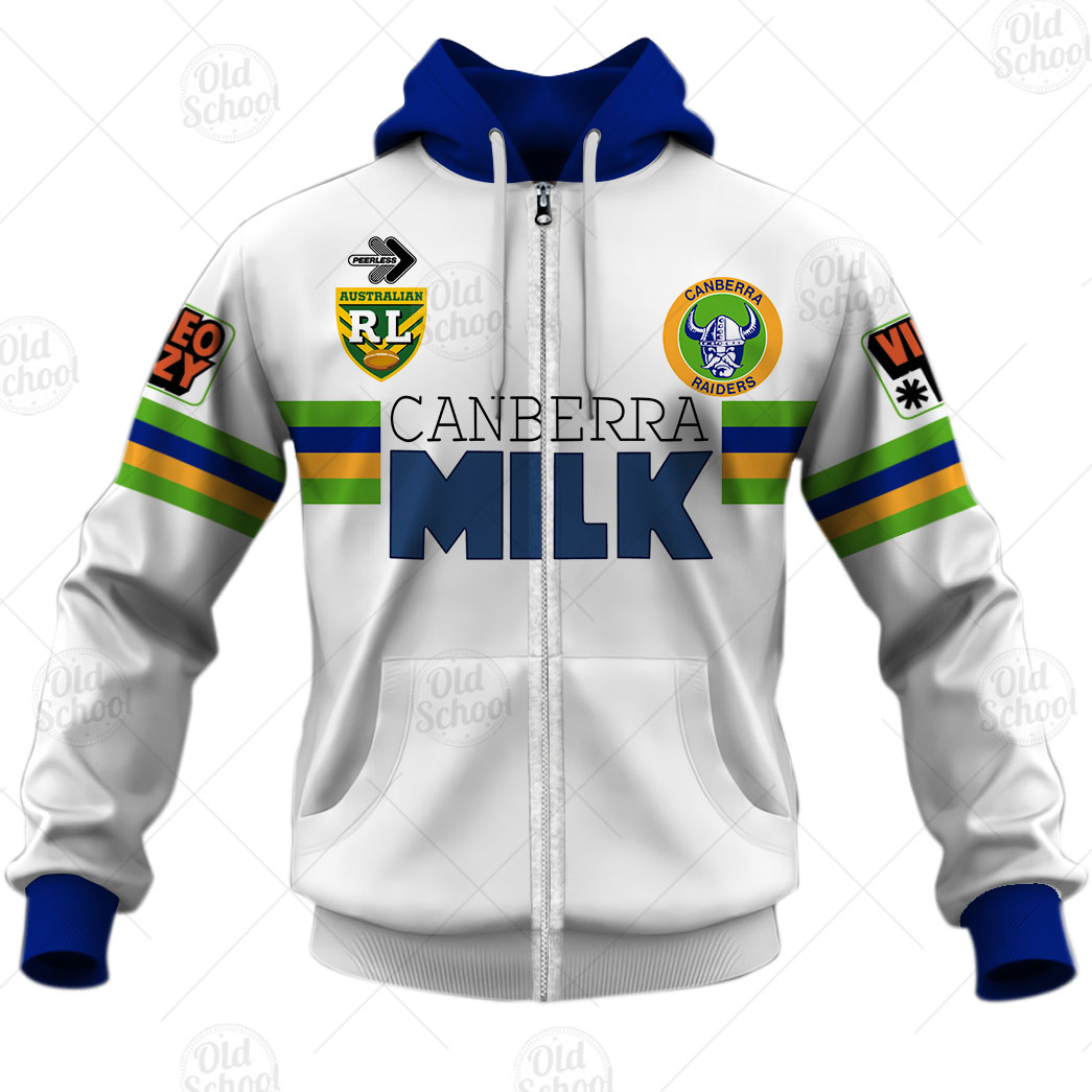 NRL Canberra Raiders Custom Name Number 1995 Away Jersey Vintage Retro Zip Up Hoodie NRL Canberra Raiders Custom Name Number 1995 Away Jersey Vintage Retro Zip Up Hoodie
