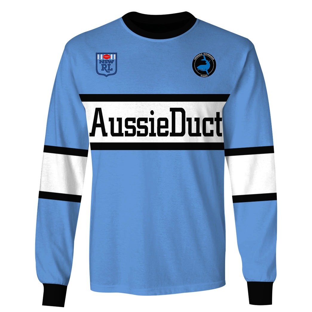 NRL Cronulla-Sutherland Sharks Custom Name Number 1988 ARL/NRL Retro Heritage Vintage Jersey Sweatshirt NRL Cronulla-Sutherland Sharks Custom Name Number 1988 ARL/NRL Retro Heritage Vintage Jersey Sweatshirt