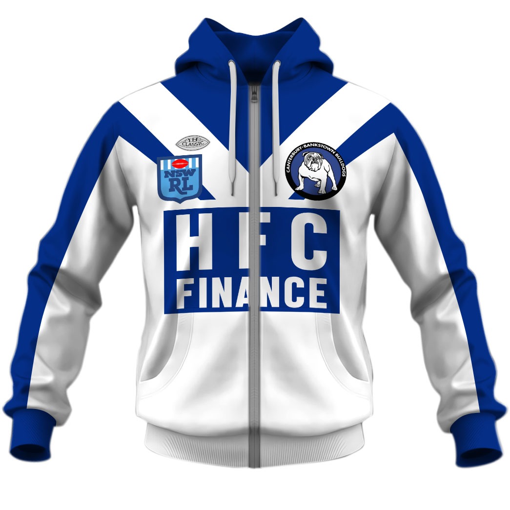 NRL Canterbury-Bankstown Bulldogs Custom Name Number 1985 Vintage Retro Jersey Zip Up Hoodie