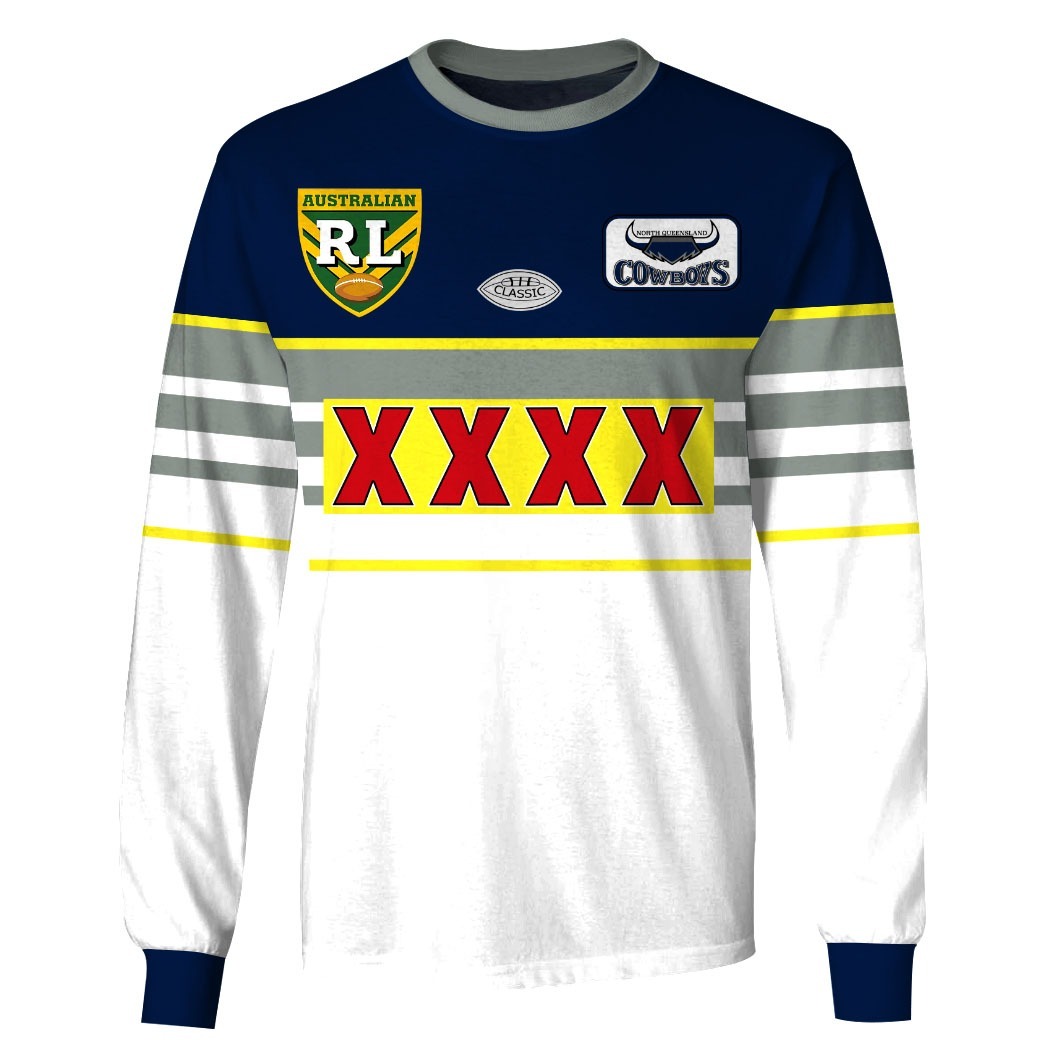 NRL North Queensland Cowboys Custom Name Number 1995 ARL/NRL Vintage Retro Jersey Sweatshirt