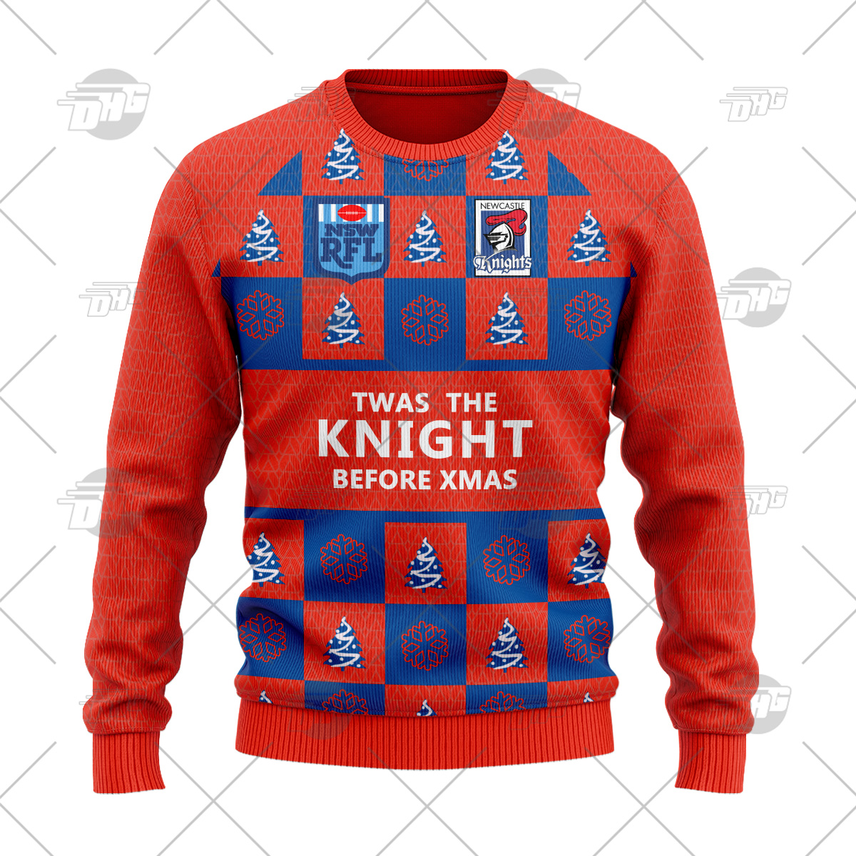 NRL Newcastle Knights Custom Name Number Christmas Vintage Ugly Sweater NRL Newcastle Knights Custom Name Number Christmas Vintage Ugly Sweater