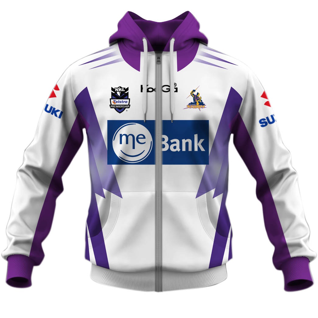 NRL Melbourne Storm Custom Name Number Vintage 2008 Away Jersey Zip Up Hoodie