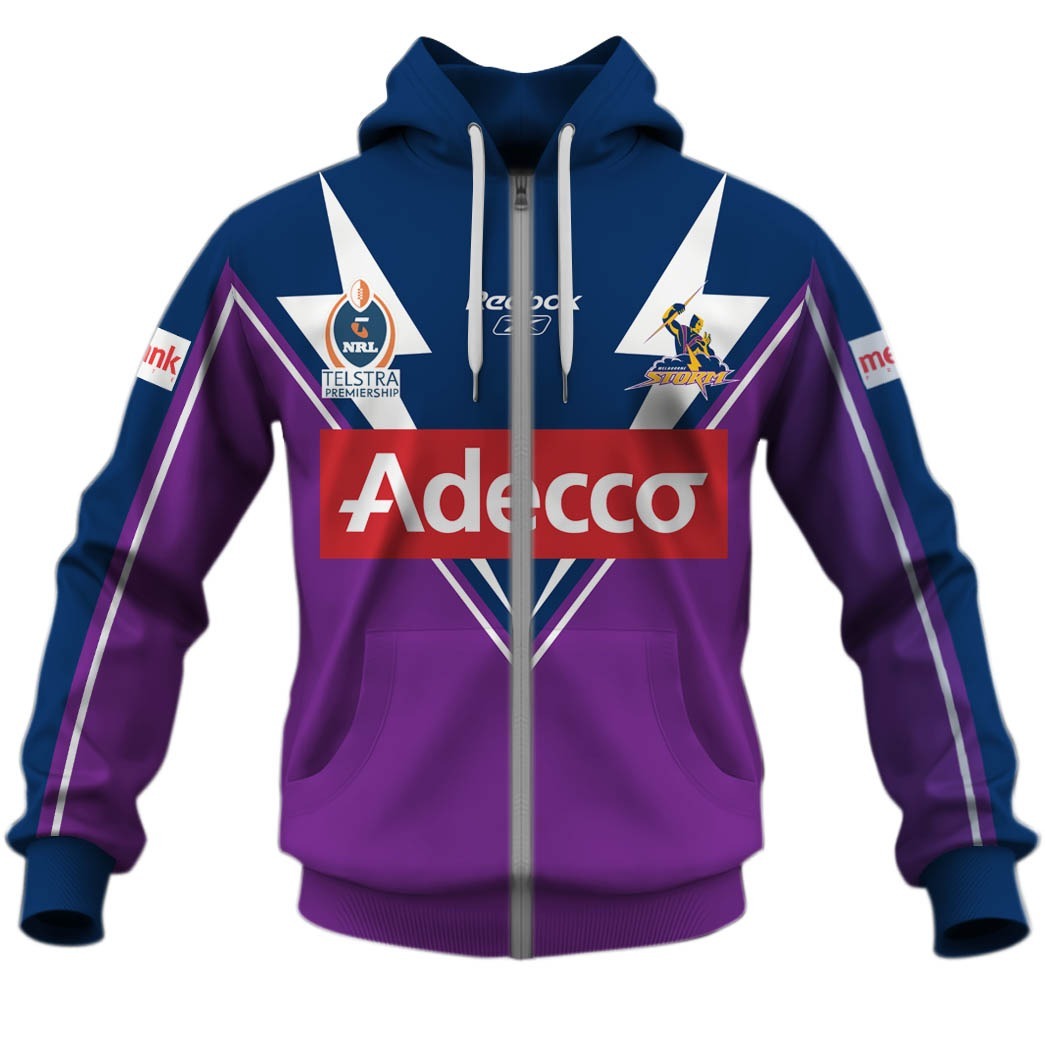 NRL Melbourne Storm Custom Name Number 2006 ARL/NRL Home Jersey Zip Up Hoodie NRL Melbourne Storm Custom Name Number 2006 ARL/NRL Home Jersey Zip Up Hoodie
