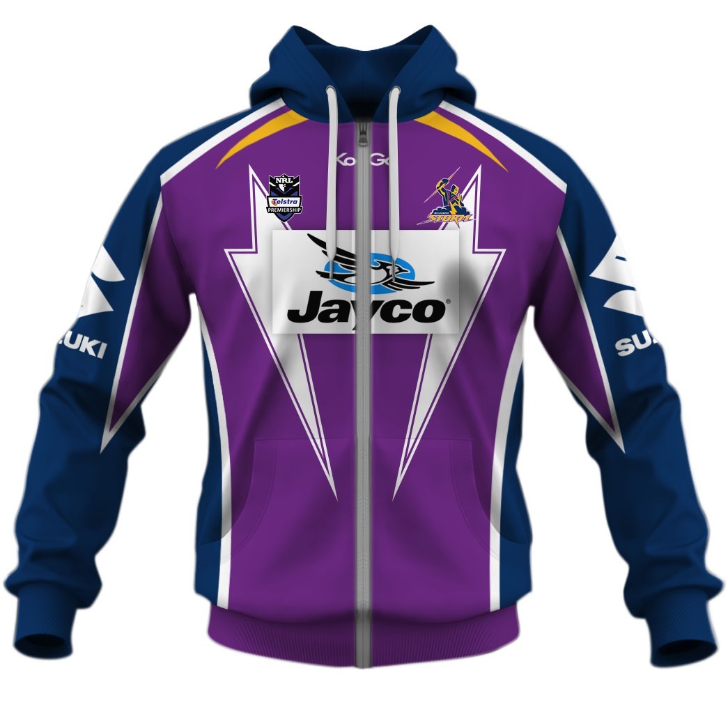 NRL Melbourne Storm Custom Name Number 2010 ARL/NRL Home Jersey Zip Up Hoodie