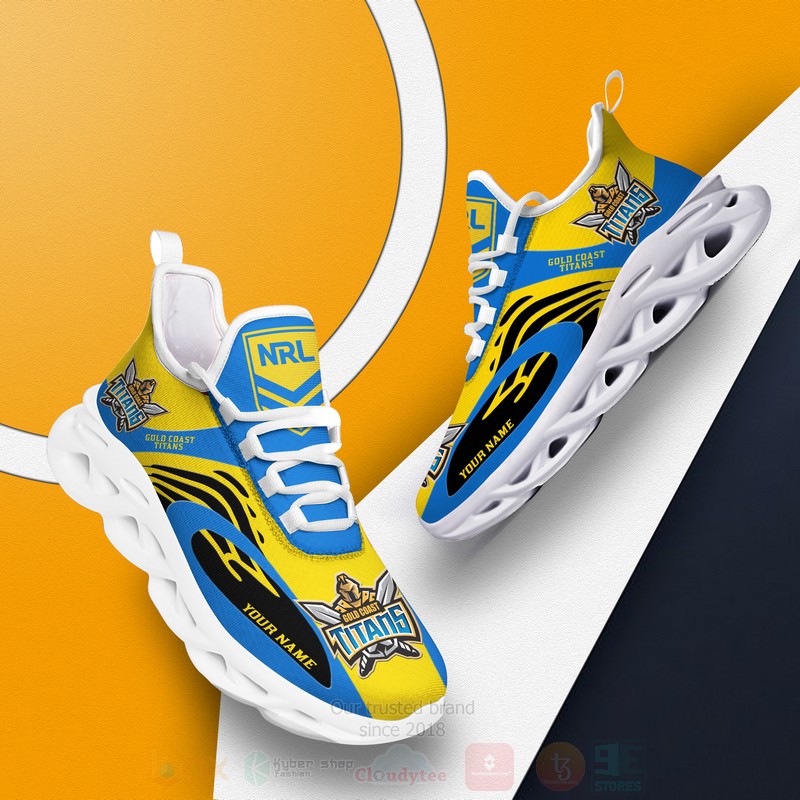 NRL Gold Coast Titans Custom Name Blue Max Soul Shoes NRL Gold Coast Titans Custom Name Blue Max Soul Shoes