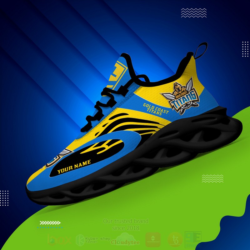 NRL Gold Coast Titans Custom Name Blue Max Soul Shoes NRL Gold Coast Titans Custom Name Blue Max Soul Shoes