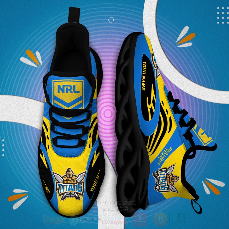 NRL Gold Coast Titans Custom Name Blue Max Soul Shoes NRL Gold Coast Titans Custom Name Blue Max Soul Shoes