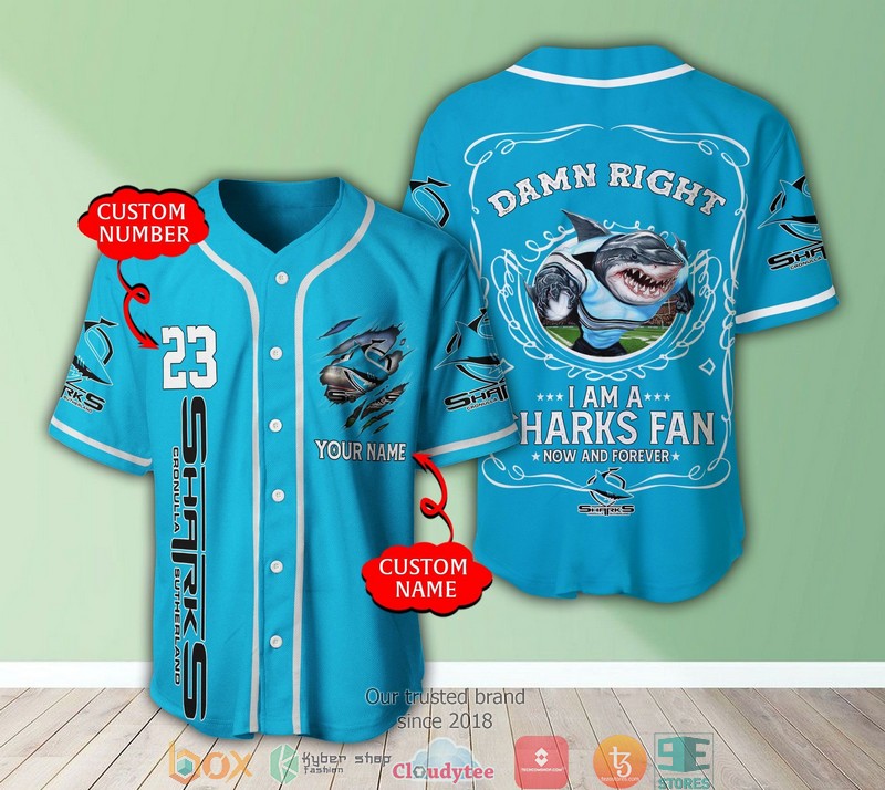 NRL Cronulla-Sutherland Sharks Fan Now And Forever Custom Name Number Baseball Jersey