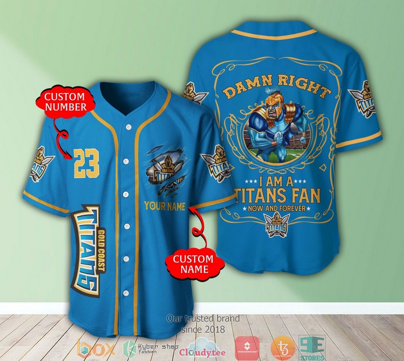 NRL Gold Coast Titans Fan Now And Forever Custom Name Number Baseball Jersey