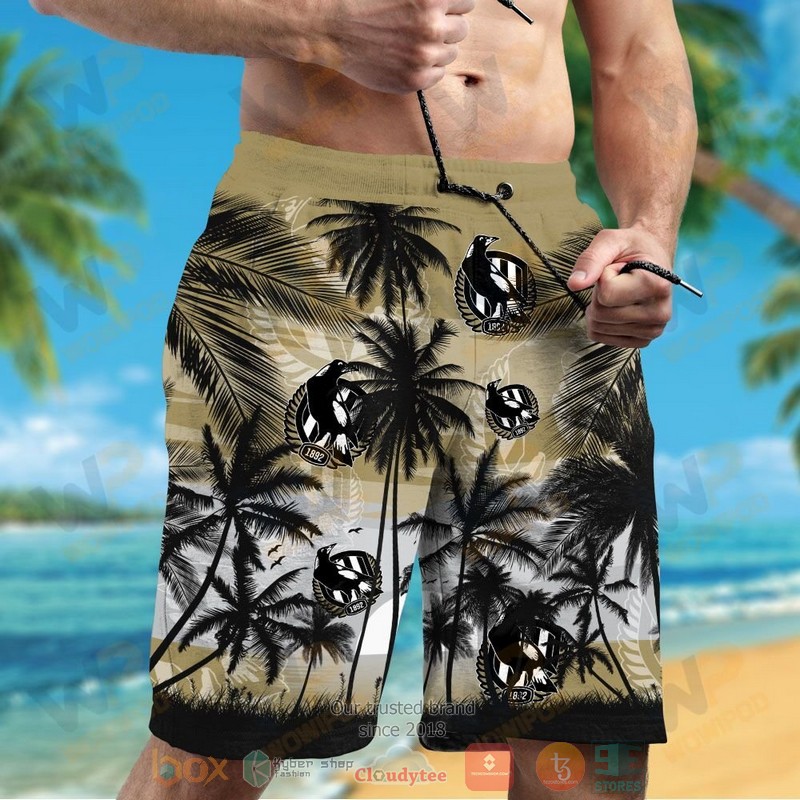 AFL Collingwood Magpies Coconut Tree Beach Men Beach Shorts AFL Collingwood Magpies Coconut Tree Beach Men Beach Shorts