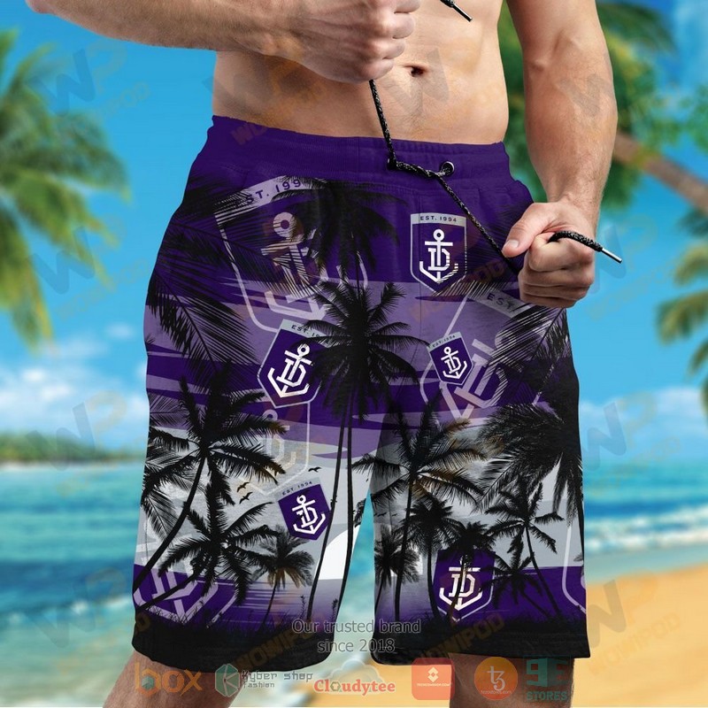 AFL Fremantle Dockers Coconut Trees Purple Men Beach Shorts AFL Fremantle Dockers Coconut Trees Purple Men Beach Shorts
