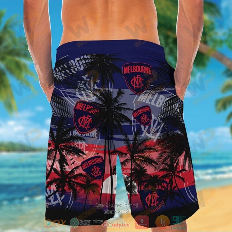 AFL Melbourne Demons Coconut Tree Navy Blue Men Beach Shorts AFL Melbourne Demons Coconut Tree Navy Blue Men Beach Shorts