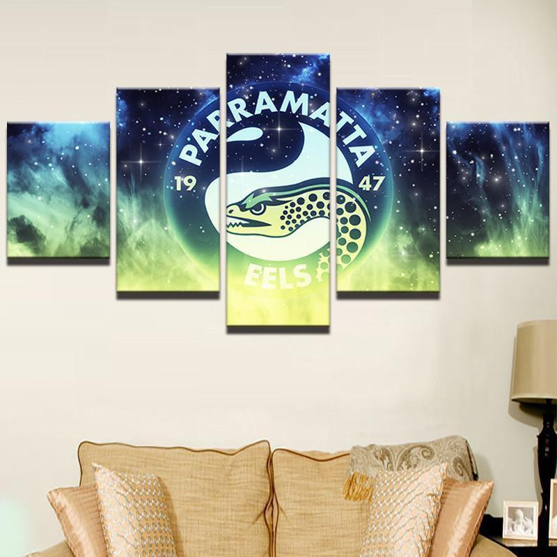 NRL Parramatta Eels Flame Version 5 Panel Canvas NRL Parramatta Eels Flame Version 5 Panel Canvas